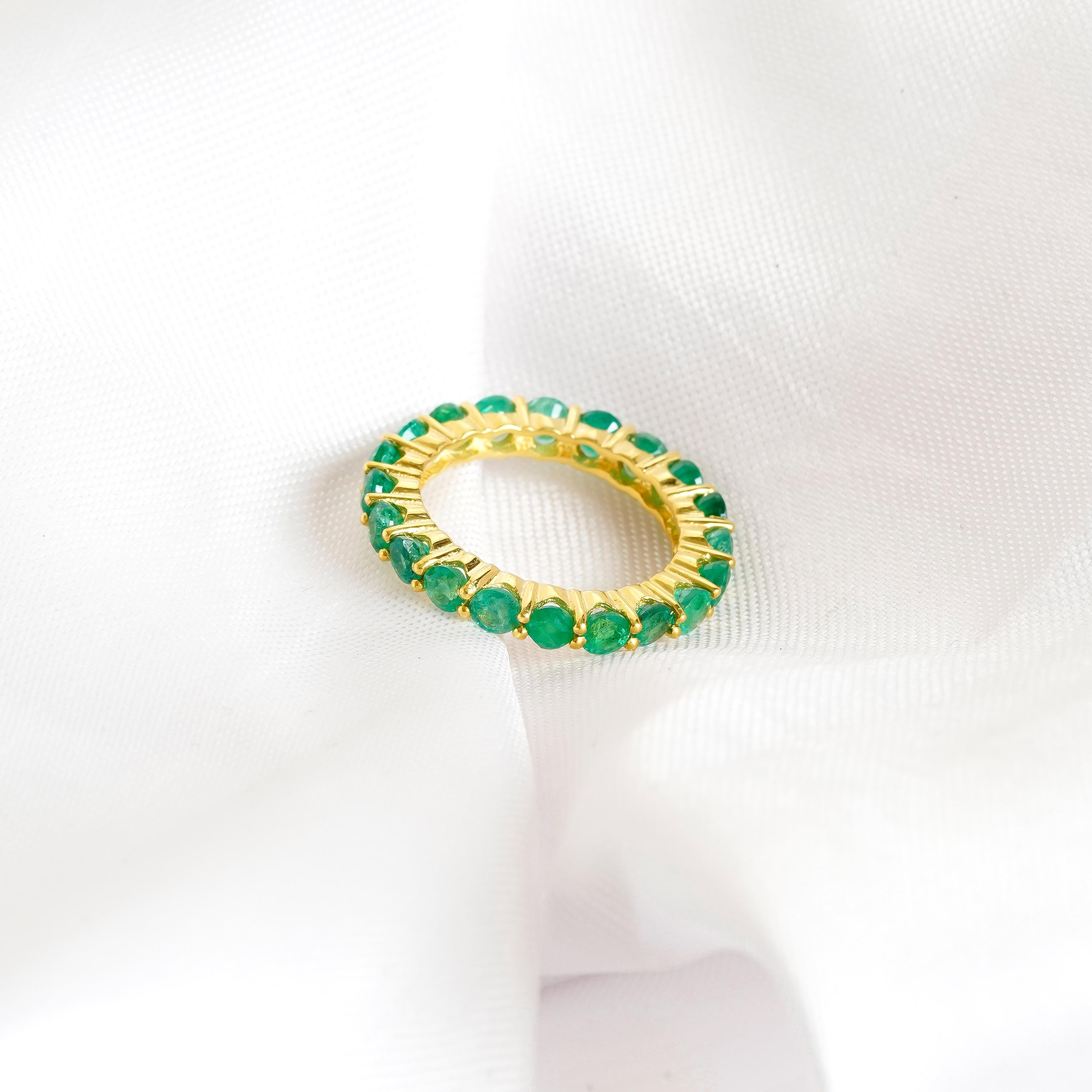 Elegant emerald wedding band minimalist stackable ring