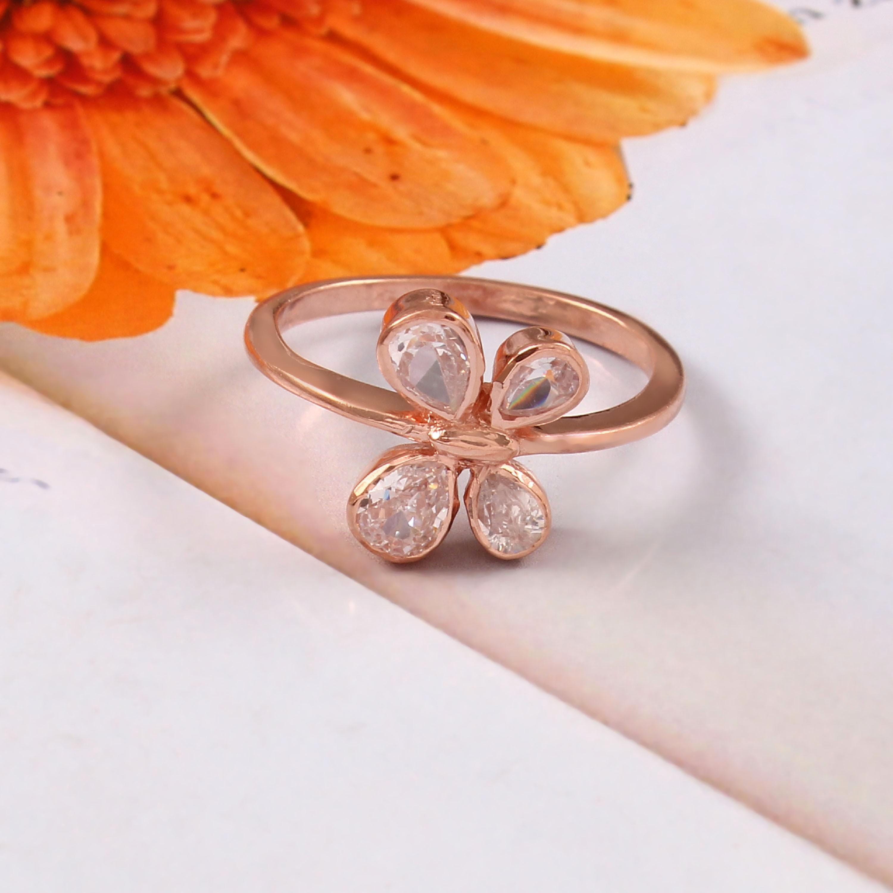 Butterfly Ring For Women 925 Sterling Silver Pear Cut Moissanites Bezel Set Proposal Minimalist Bridal Engagement Wedding Unique Anniversary