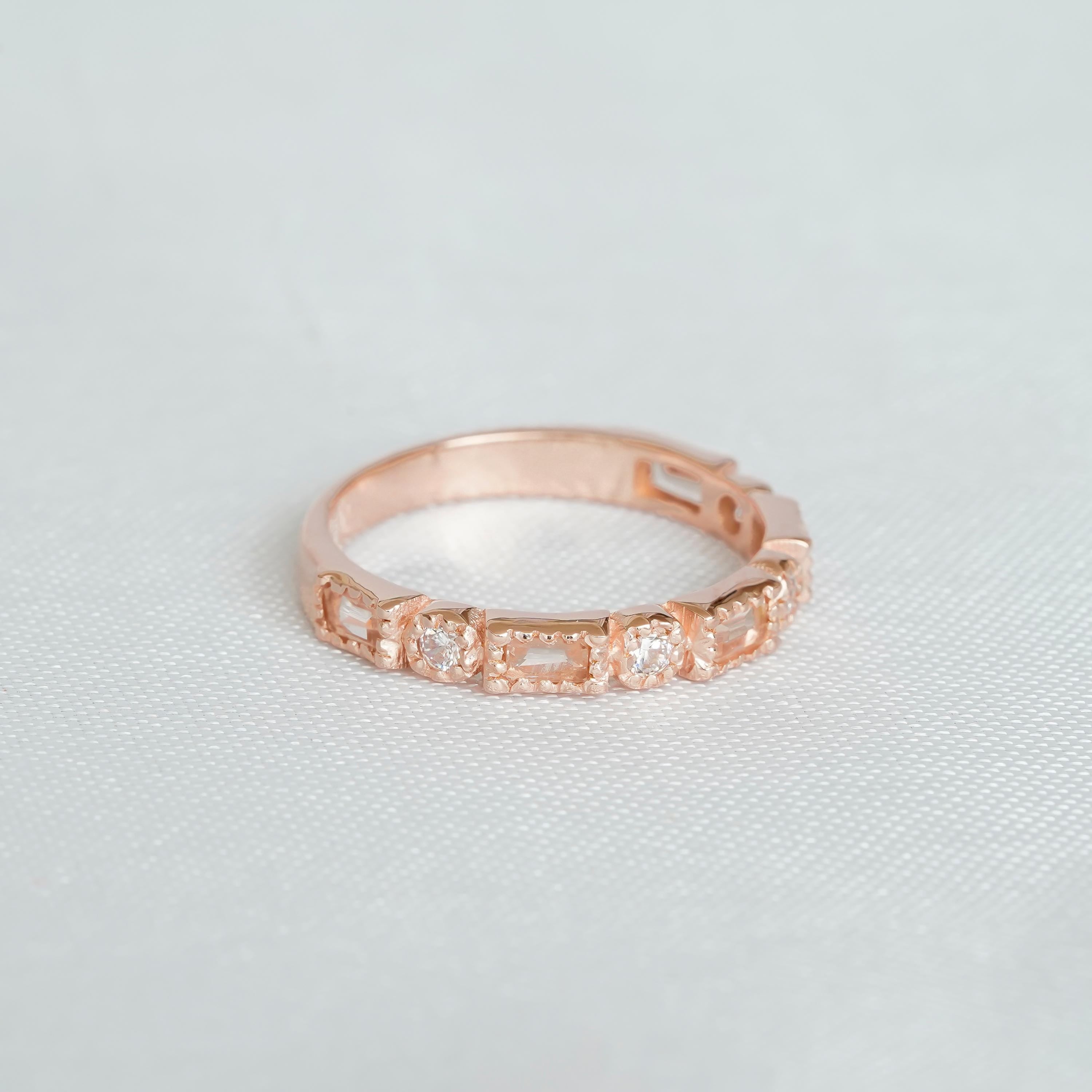 Morganite Wedding Band For Women 925 Sterling Silver Moissanites Stackable Pink Half Eternity Bridal Matching Anniversary Gift Dainty Band