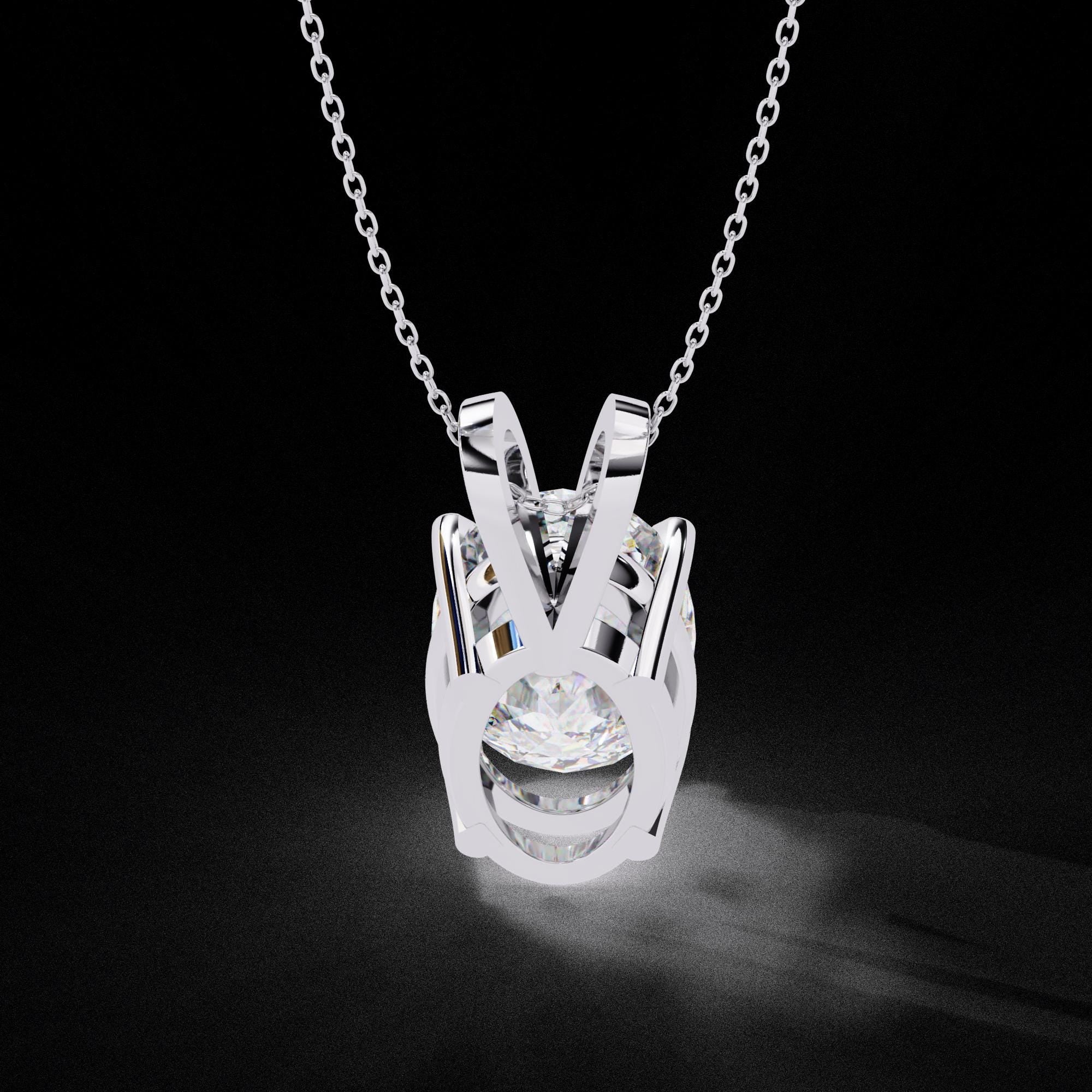 Solitaire Moissanite Pendant Necklace For Women 925 Sterling Silver Oval 18" Link Chain Certified Moissanite Minimalist Dainty Necklace