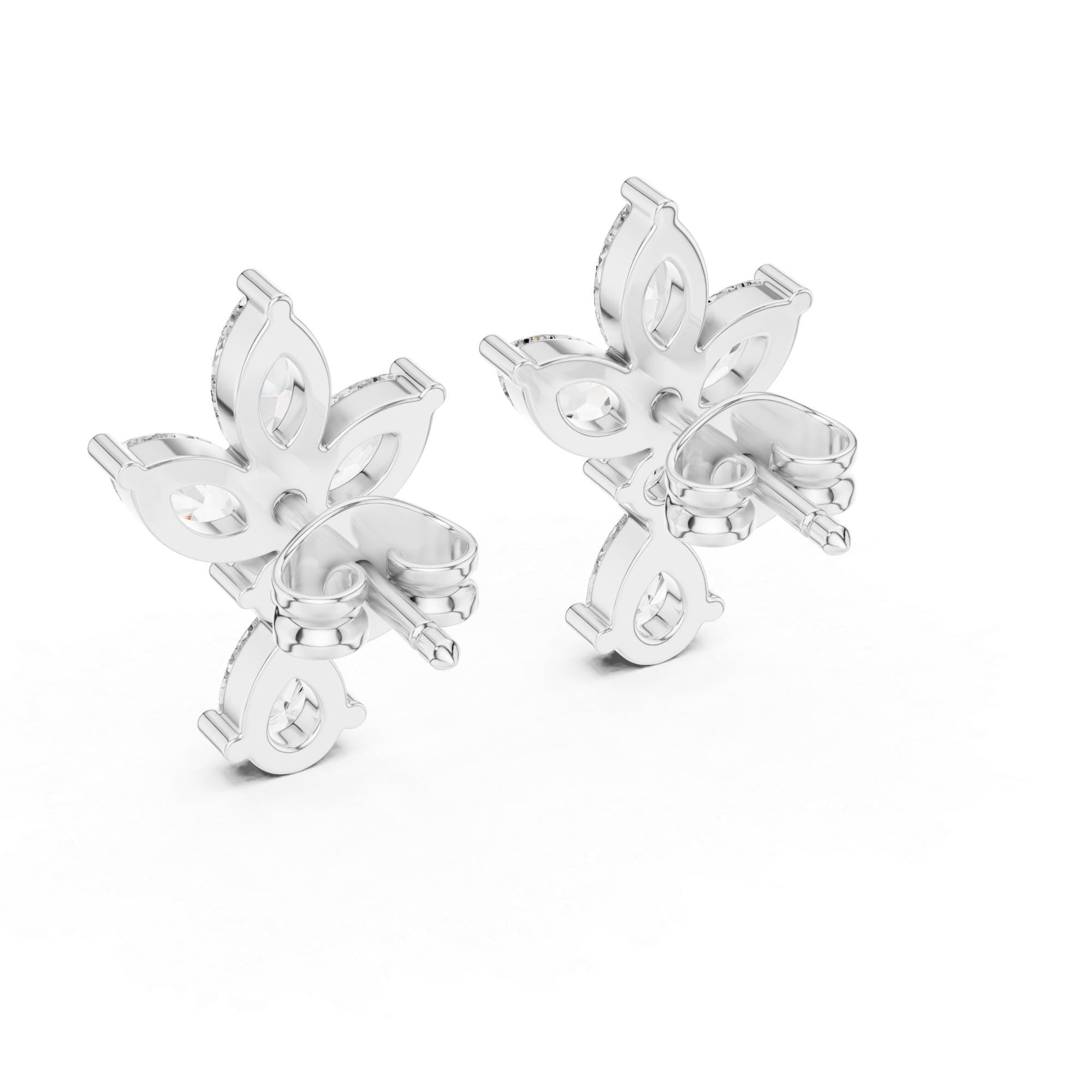 Statement Stud Earrings For Women 925 Sterling Silver Marquise Drop Pushback Minimalist Dainty Long Crown Bridal Anniversary Gift For Her