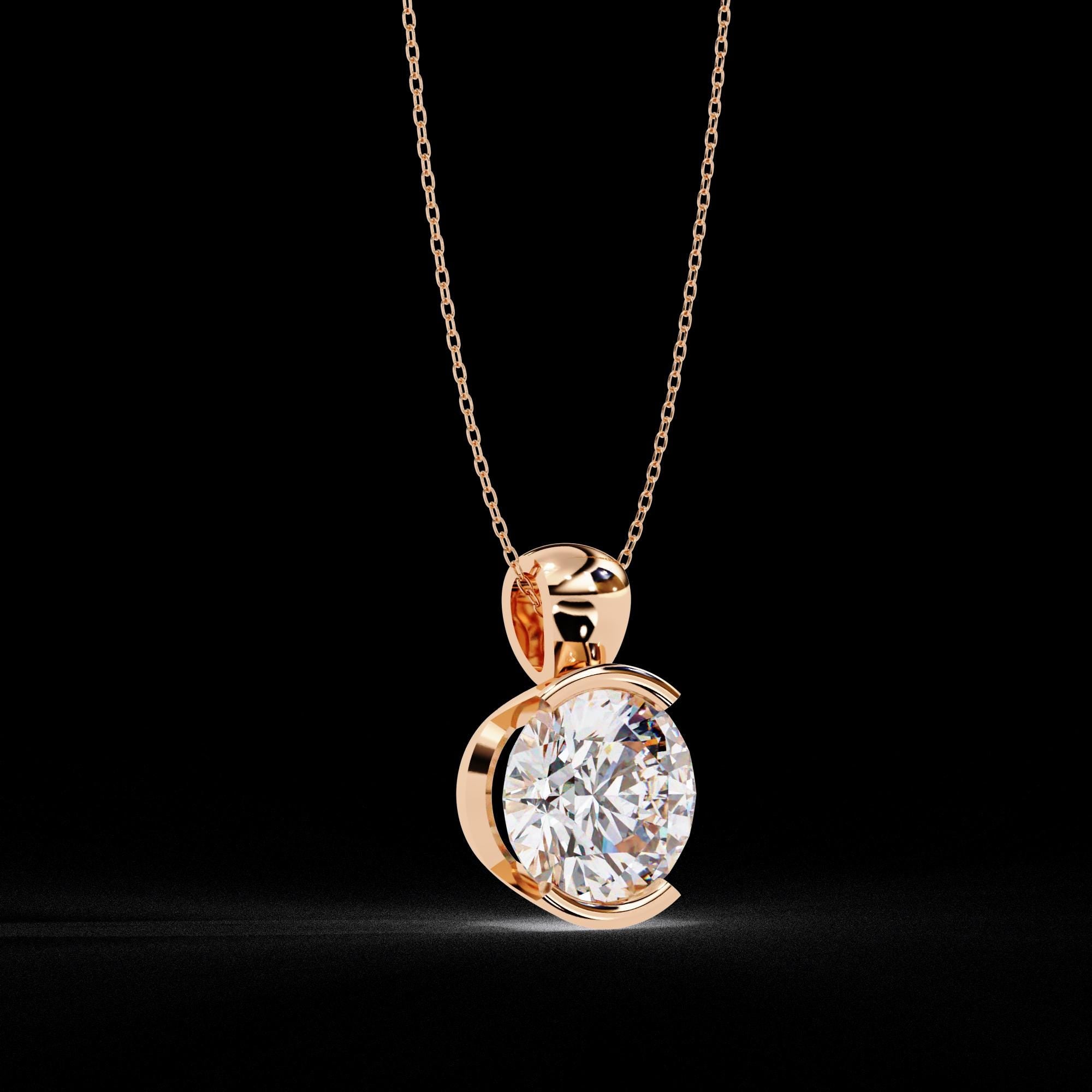 Solitaire Moissanite Pendant Necklace For Women 925 Sterling Silver SemiBezel 18" Link Chain Certified Moissanite Minimalist Dainty Necklace