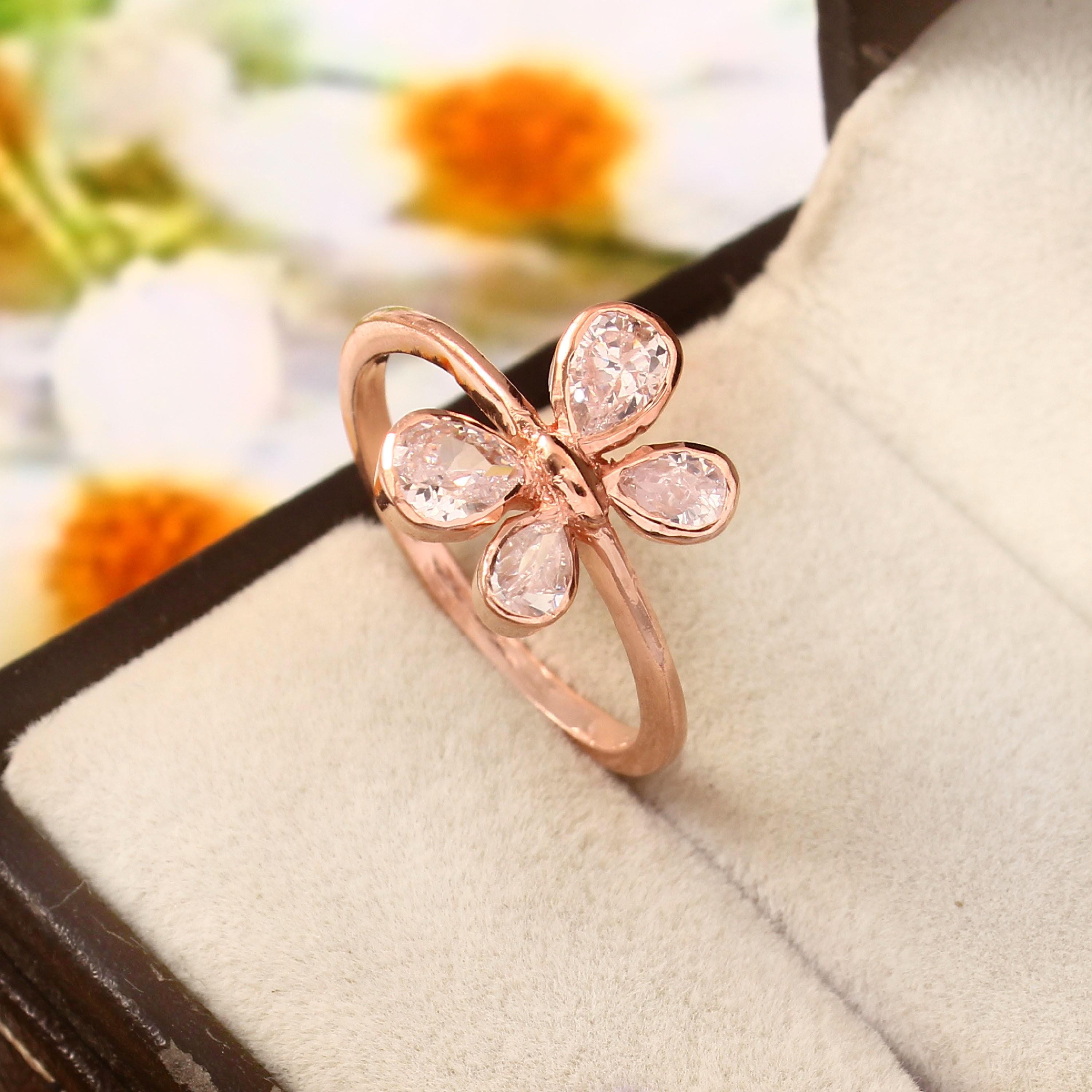 Butterfly Ring For Women 925 Sterling Silver Pear Cut Moissanites Bezel Set Proposal Minimalist Bridal Engagement Wedding Unique Anniversary
