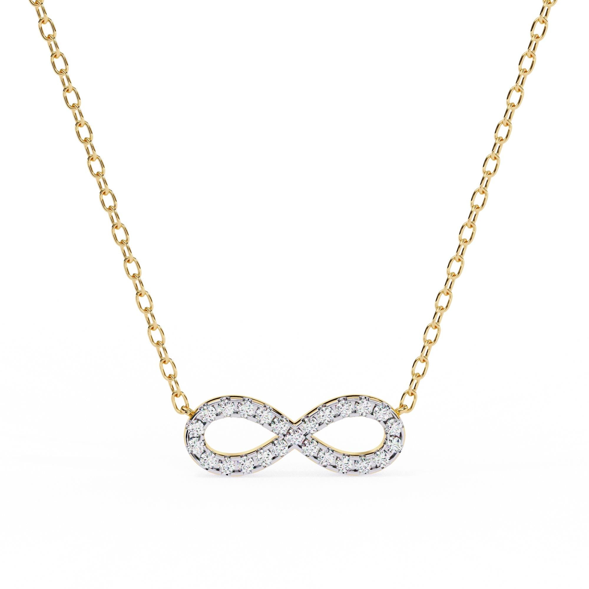 Infinity Shape Pendant Necklace For Women 925 Sterling Silver Pave Set Moissanite 18 inch Link Chain Minimalist Dainty Necklace Gift For Her