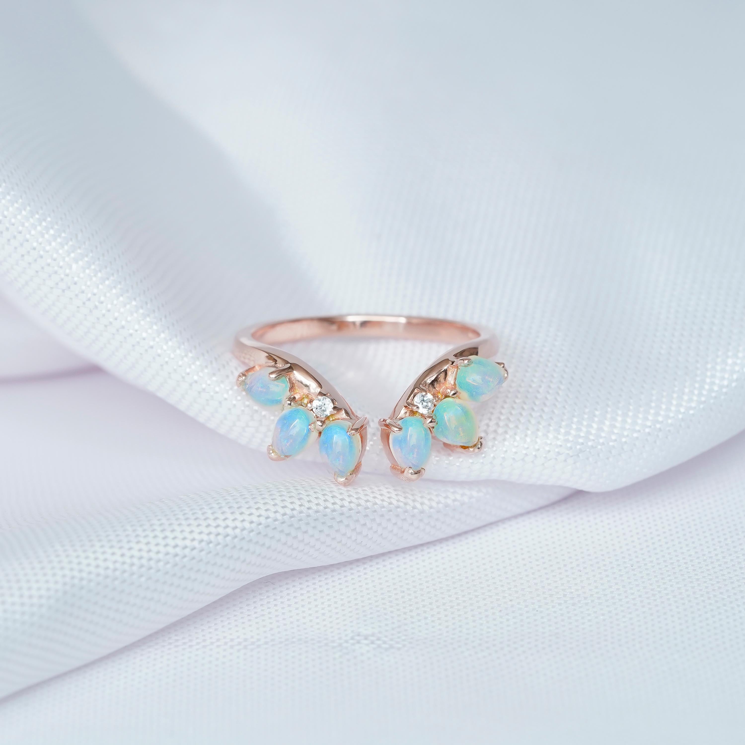 Pear Opal Wedding Band For Women 925 Sterling Silver Curved Teardrop Stackable V Shape Fire Opal Bridal Matching Anniversary Dainty Band