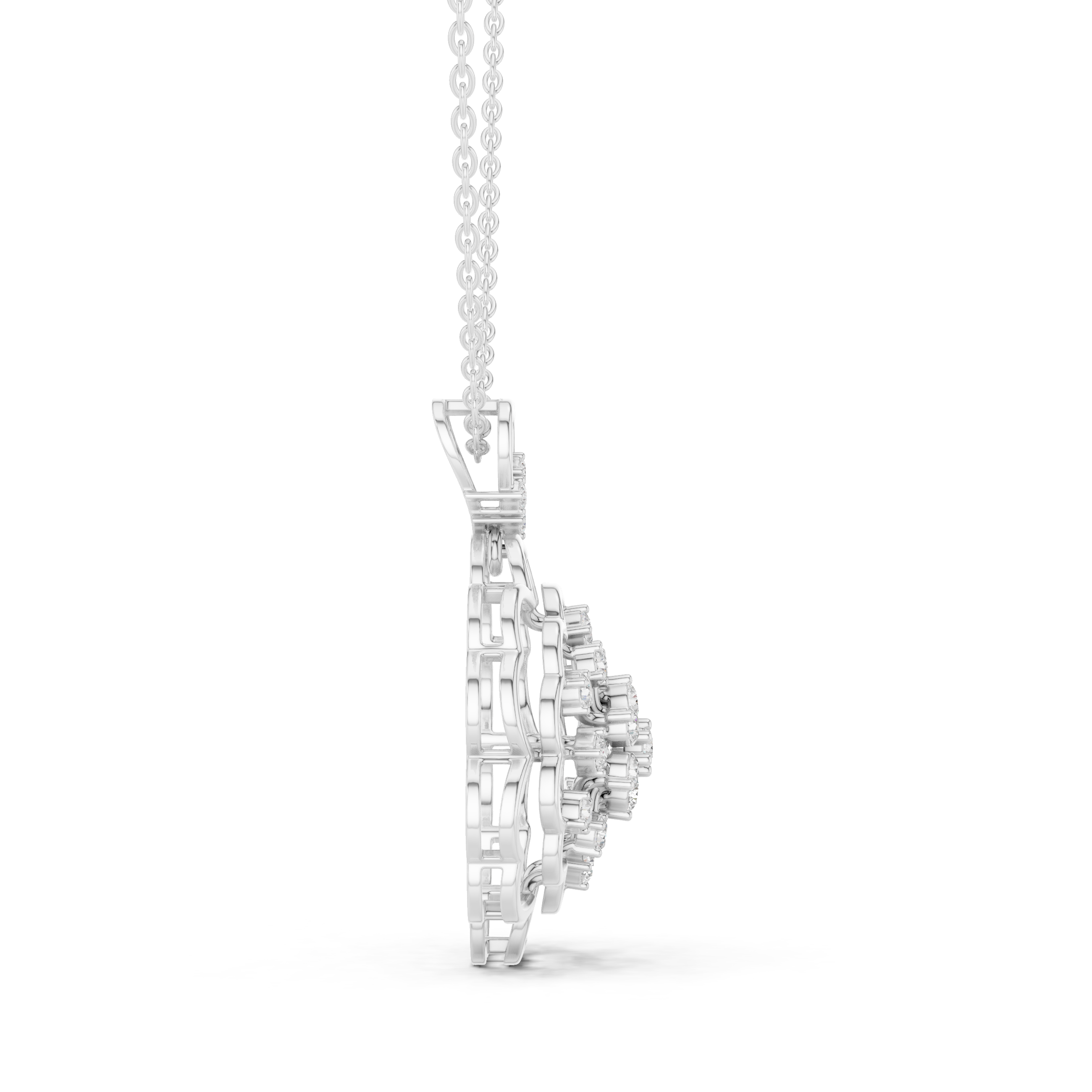 Sterling Silver Moissanite Flower Pendant | Anniversary Gift