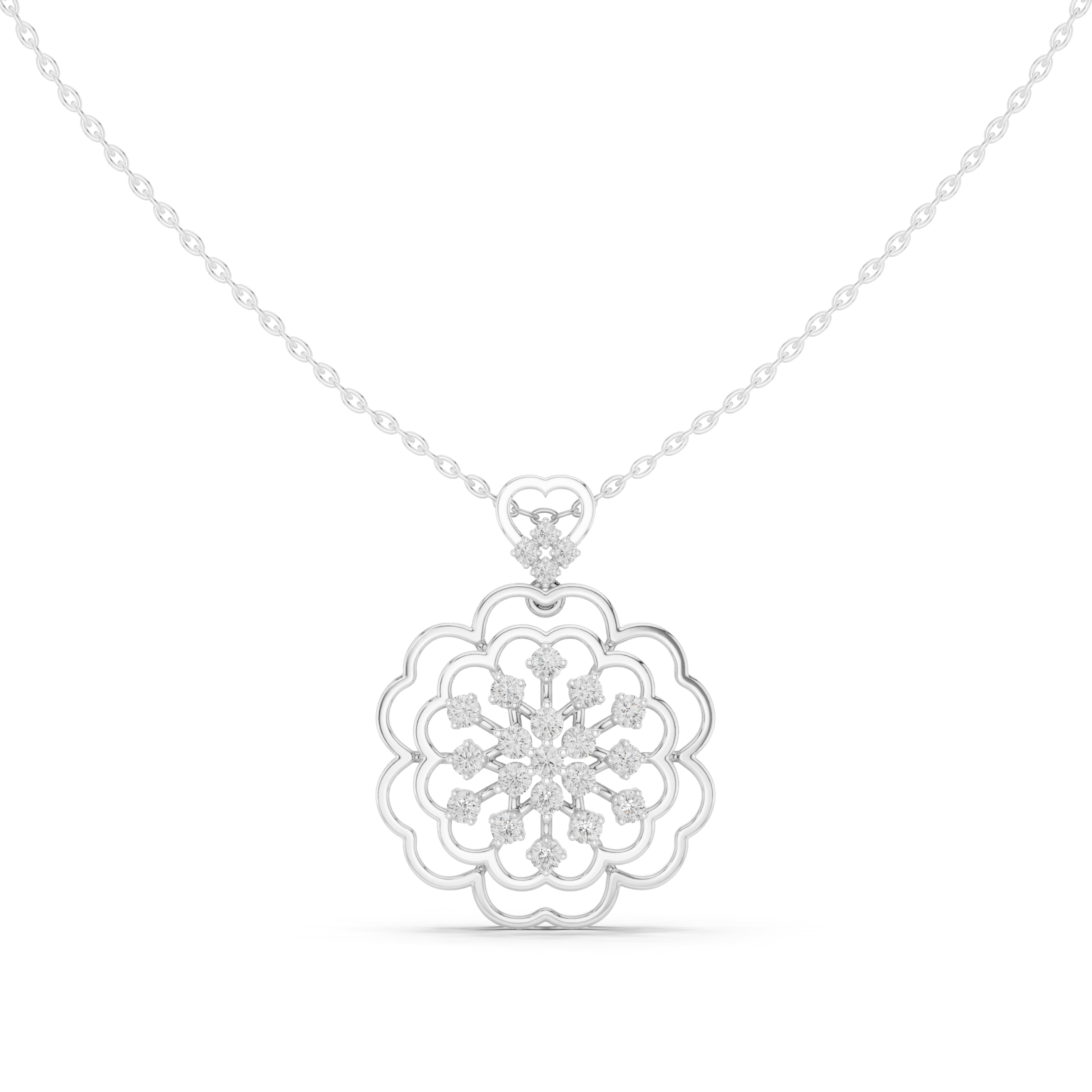 Sterling Silver Moissanite Flower Pendant | Anniversary Gift