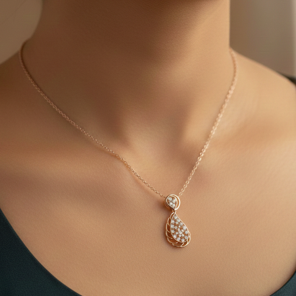 Moissanite Teardrop Necklace | Gold Plated Sterling Silver Pear Pendant