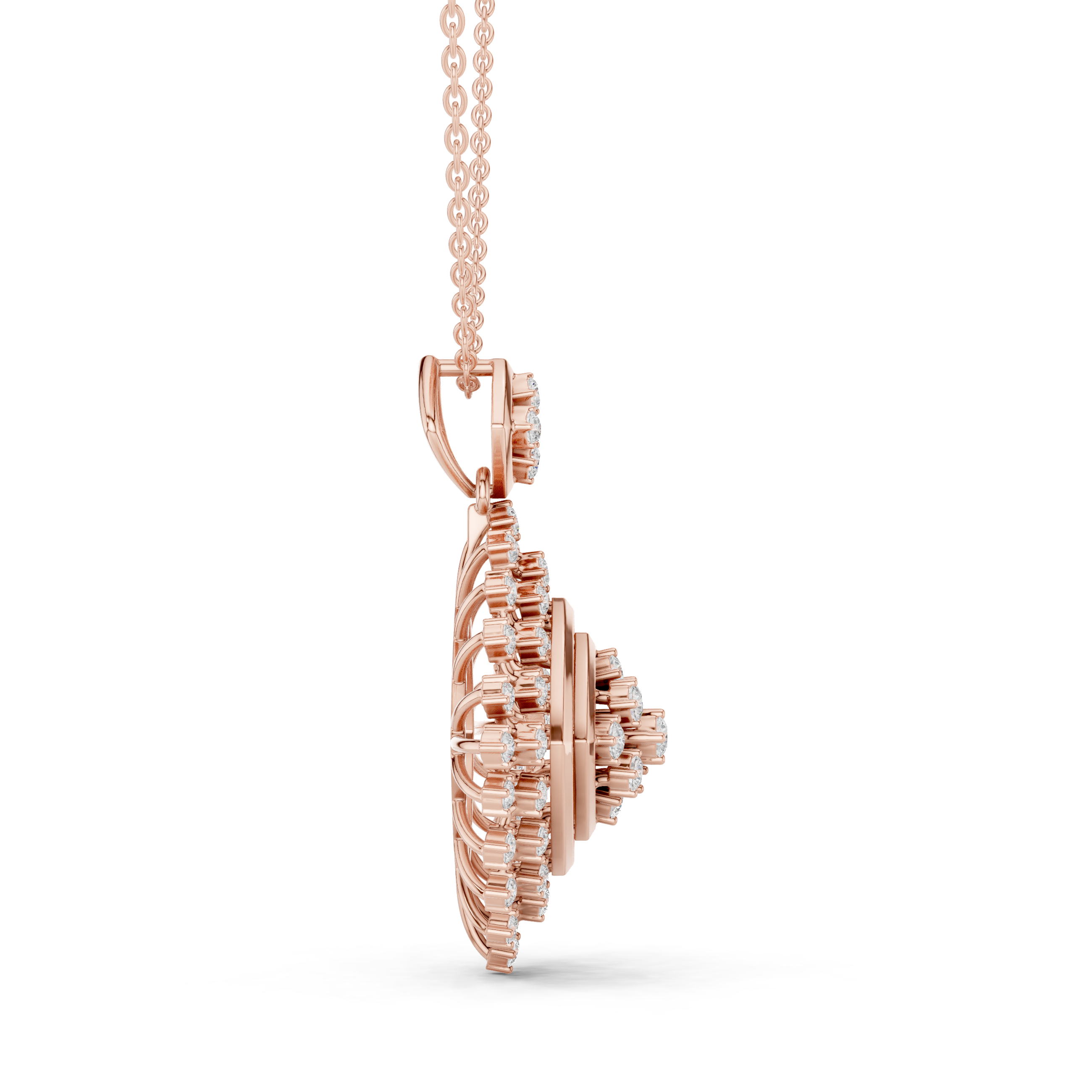 Moissanite Cluster Necklace | Gold Plated Sterling Silver Sunburst Pendant