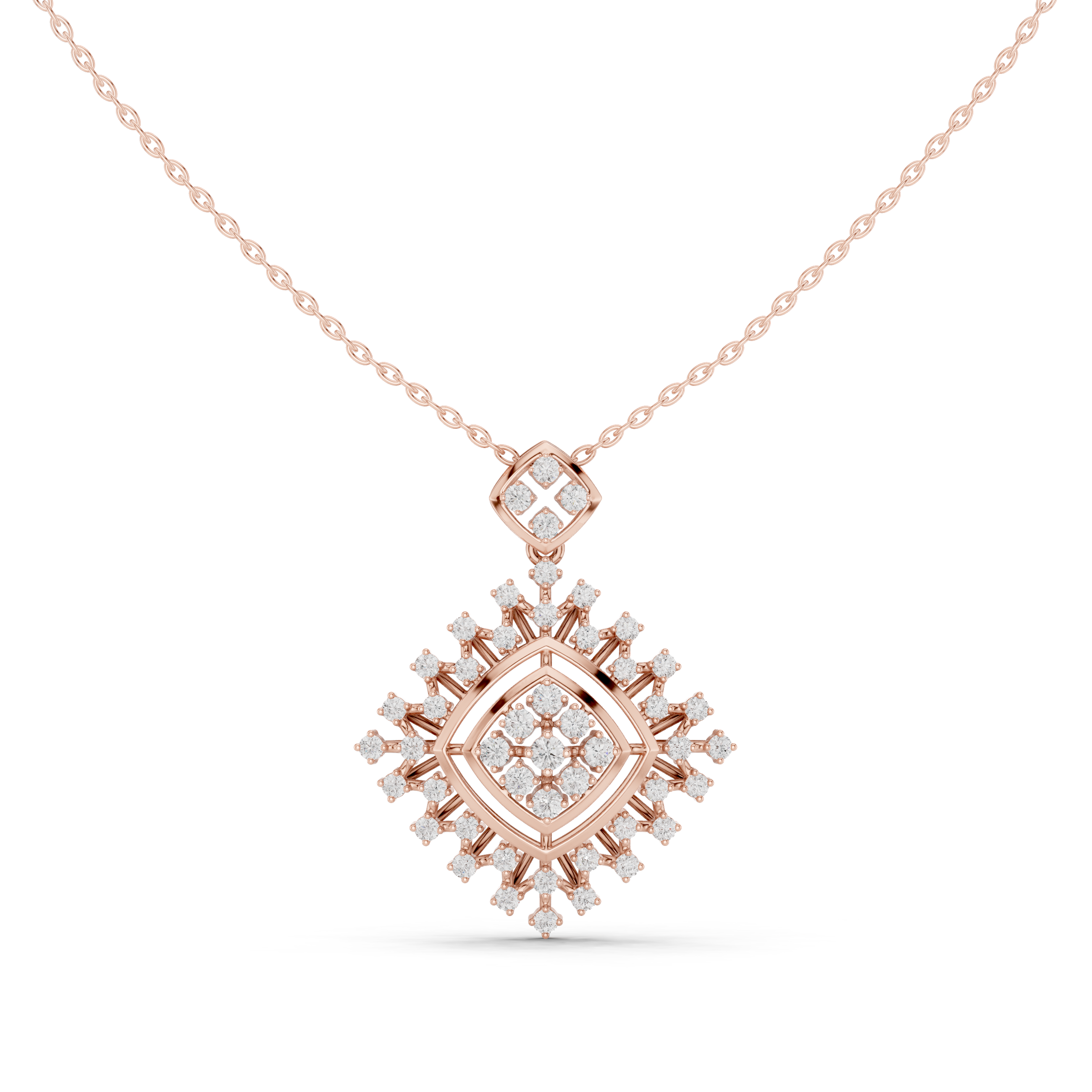 Moissanite Cluster Necklace | Gold Plated Sterling Silver Sunburst Pendant