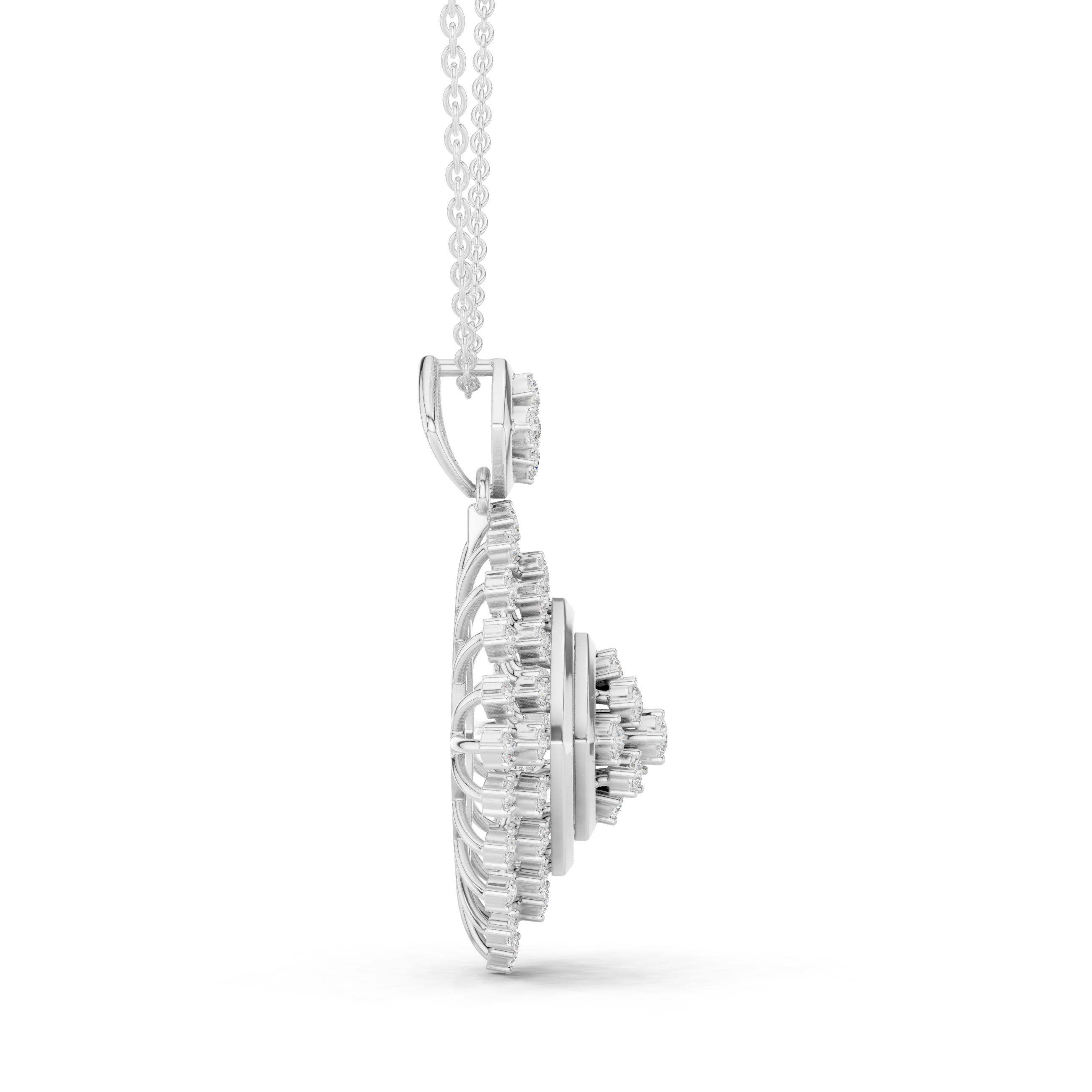 Moissanite Cluster Necklace | Gold Plated Sterling Silver Sunburst Pendant