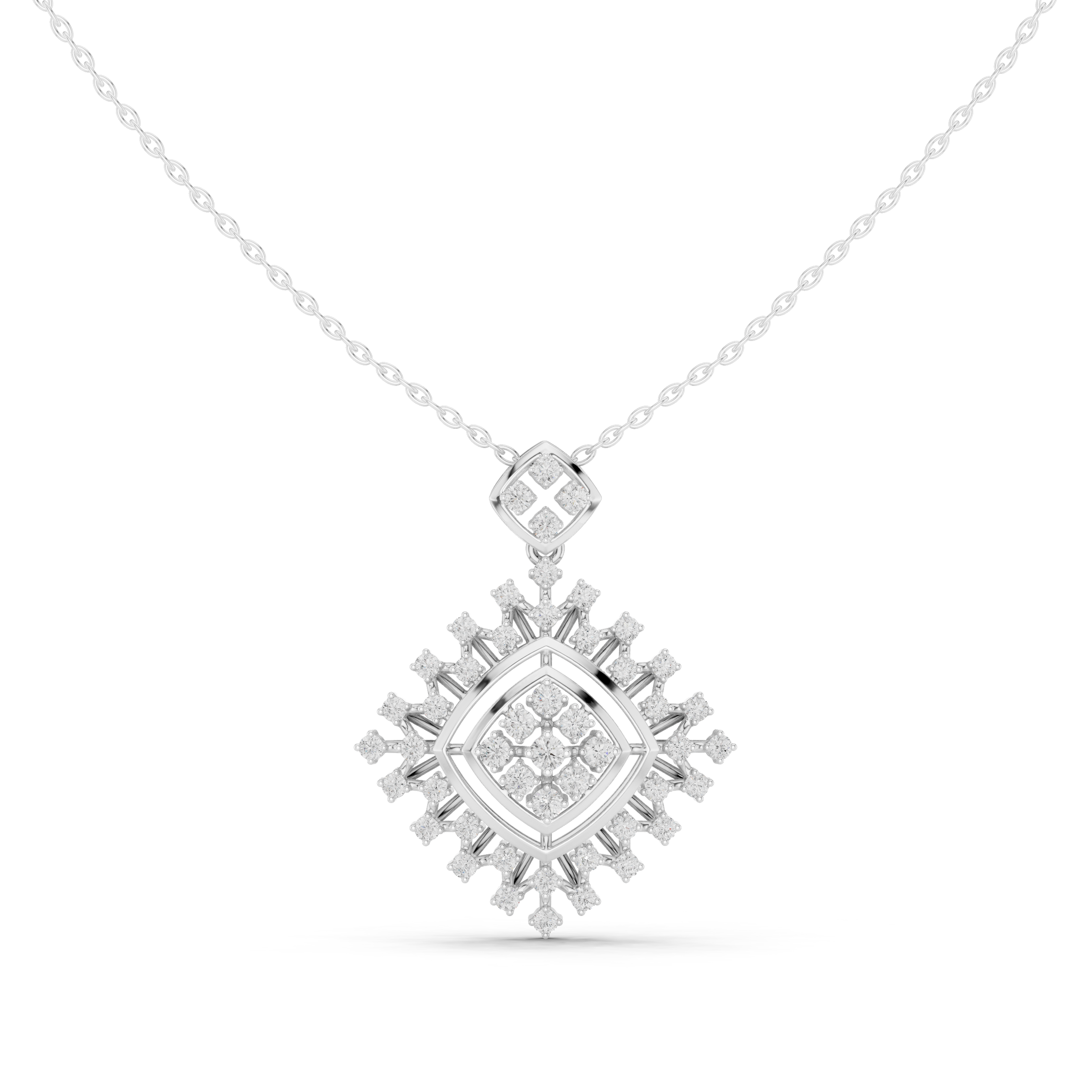 Moissanite Cluster Necklace | Gold Plated Sterling Silver Sunburst Pendant