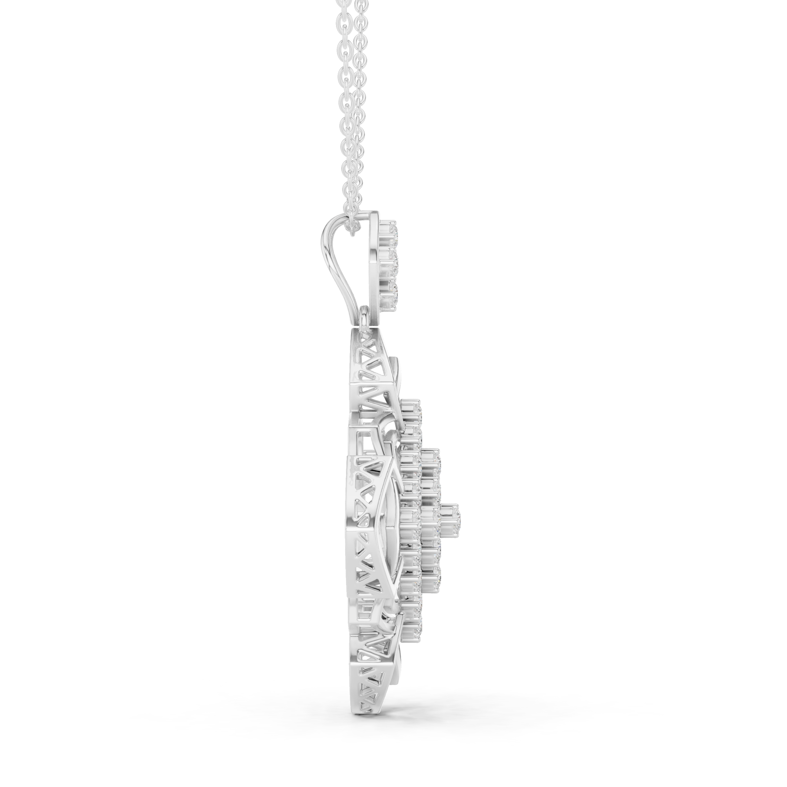 Moissanite Mandal Necklace | Gold Plated Sterling Silver Sunburst Necklace For Women | Anniversary Jewelry Pendant