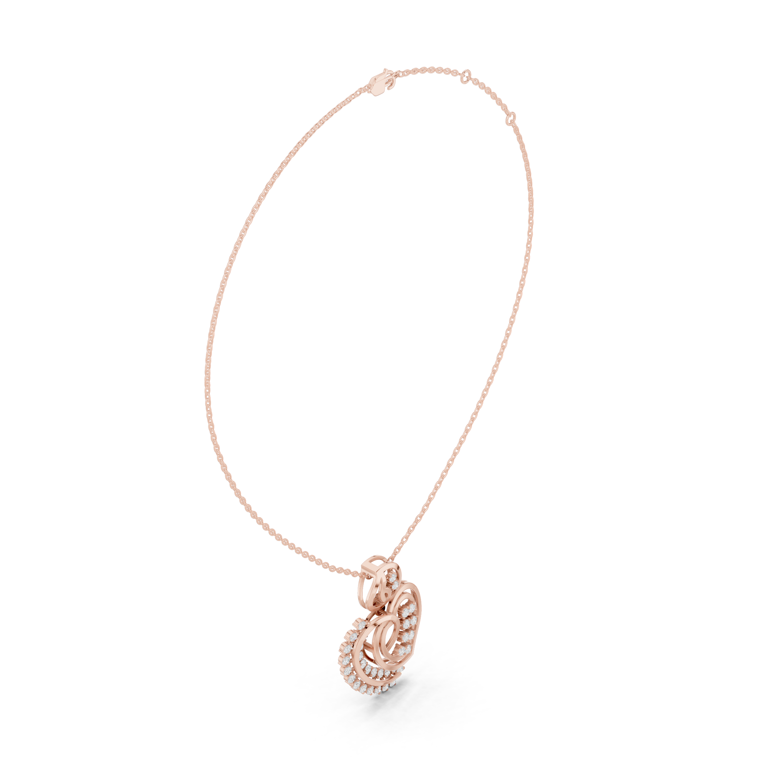 Sterling Silver Moissanite Double Heart Necklace | Rose Gold Romantic Pendant | Anniversary Gift for Her