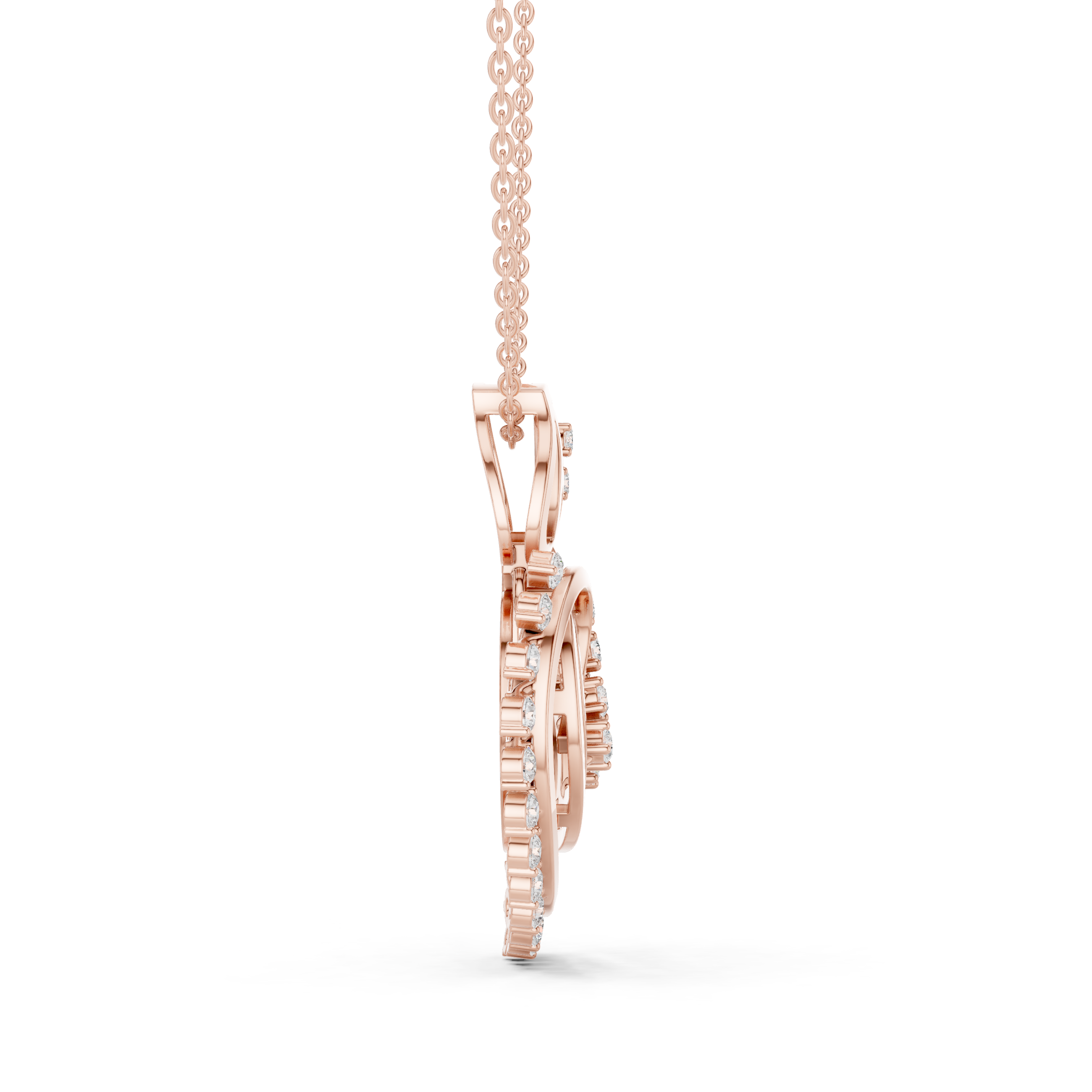 Sterling Silver Moissanite Double Heart Necklace | Rose Gold Romantic Pendant | Anniversary Gift for Her