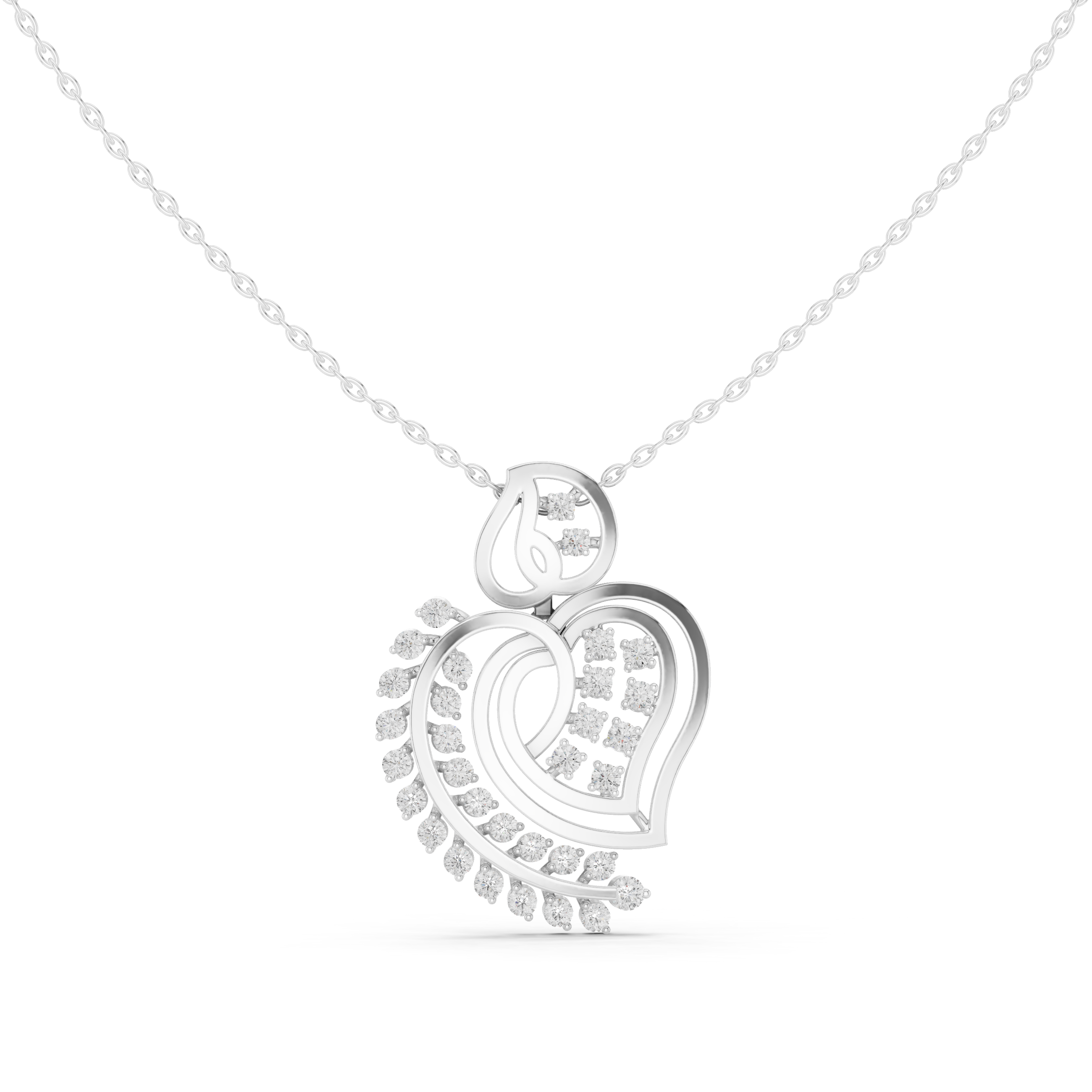 Sterling Silver Moissanite Double Heart Necklace | Rose Gold Romantic Pendant | Anniversary Gift for Her