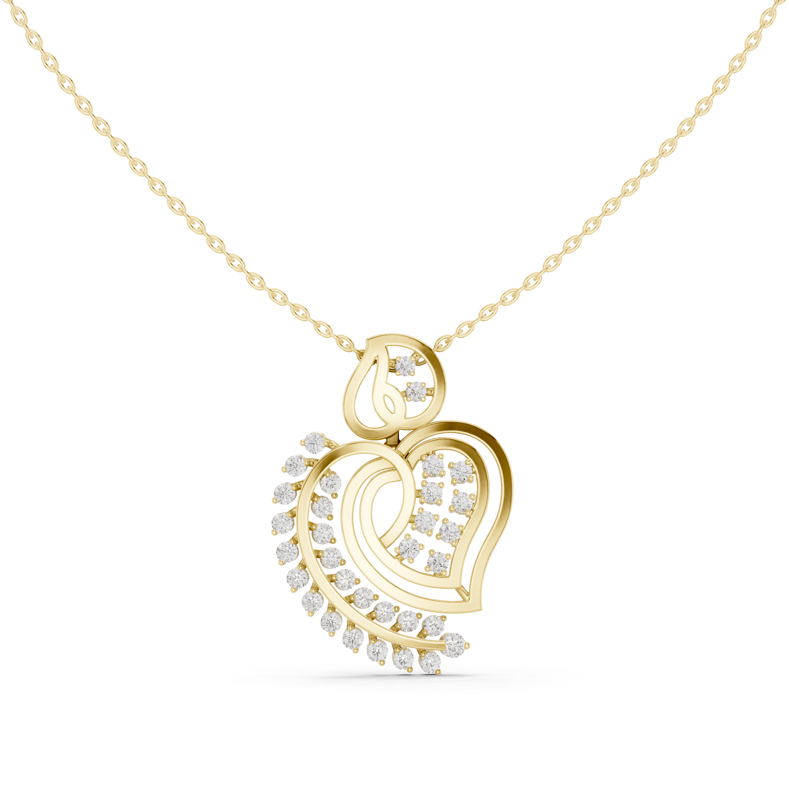 Sterling Silver Moissanite Double Heart Necklace | Rose Gold Romantic Pendant | Anniversary Gift for Her