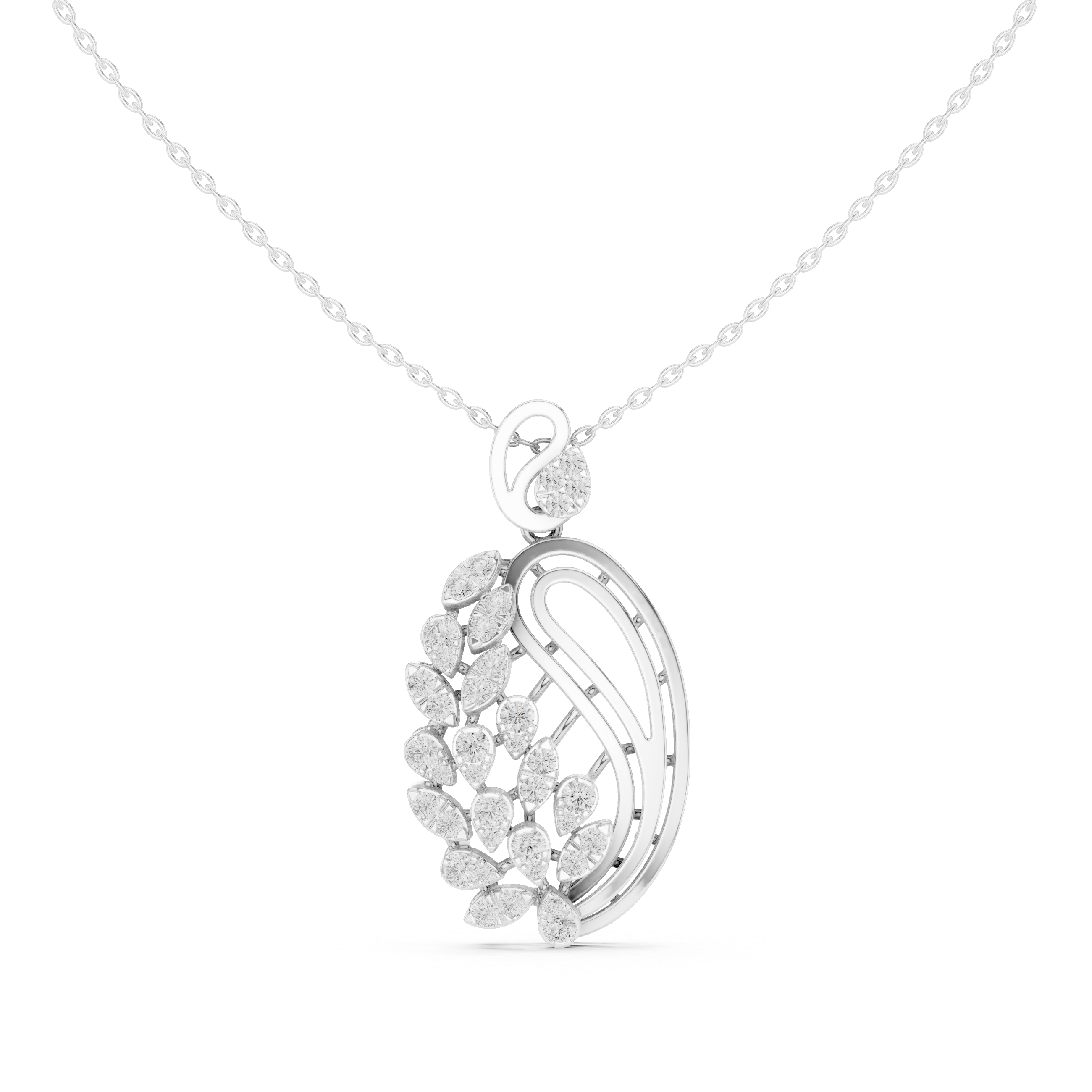 Sterling Silver Moissanite Necklace, Leaf Cluster Pendant, Handmade Jewelry