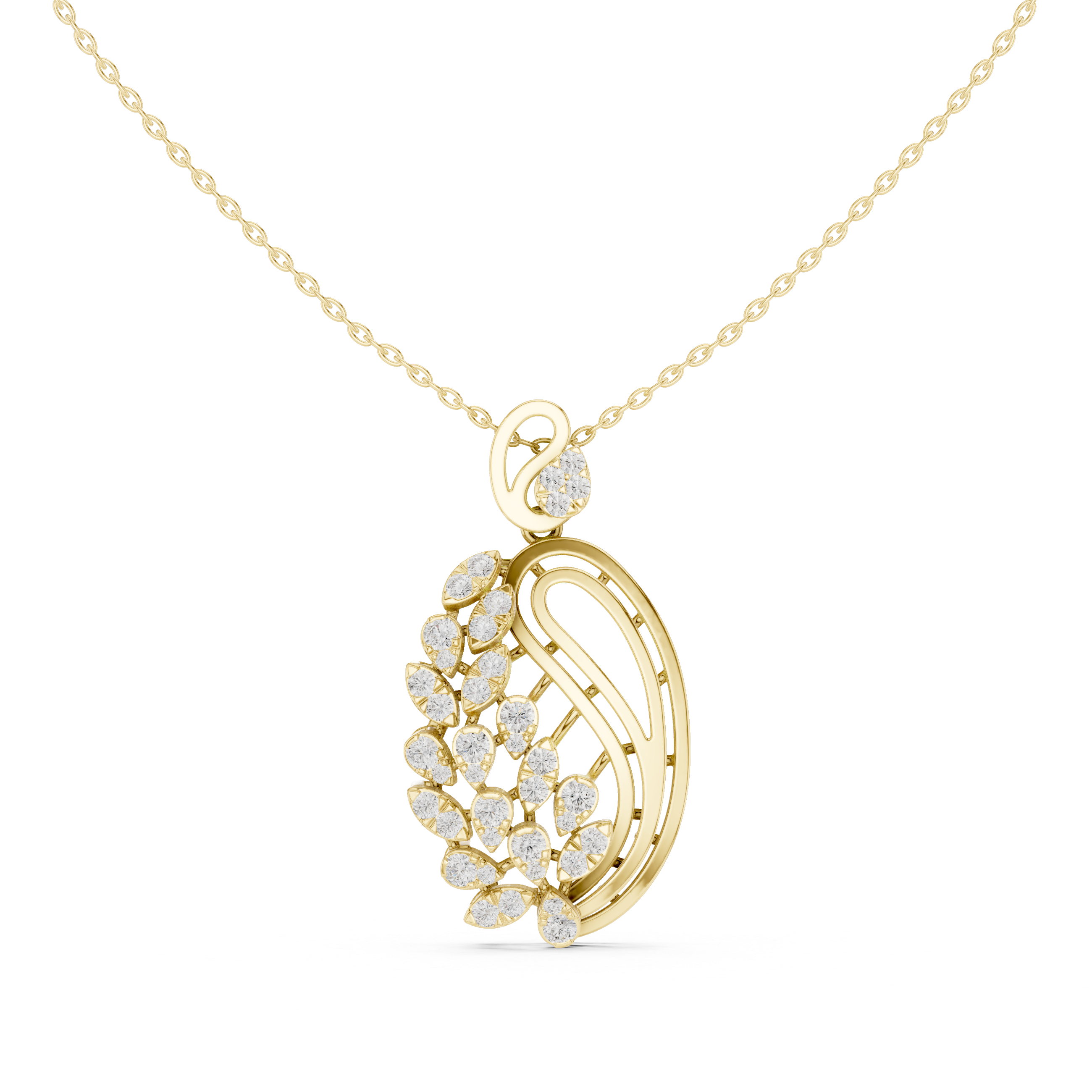 Sterling Silver Moissanite Necklace, Leaf Cluster Pendant, Handmade Jewelry
