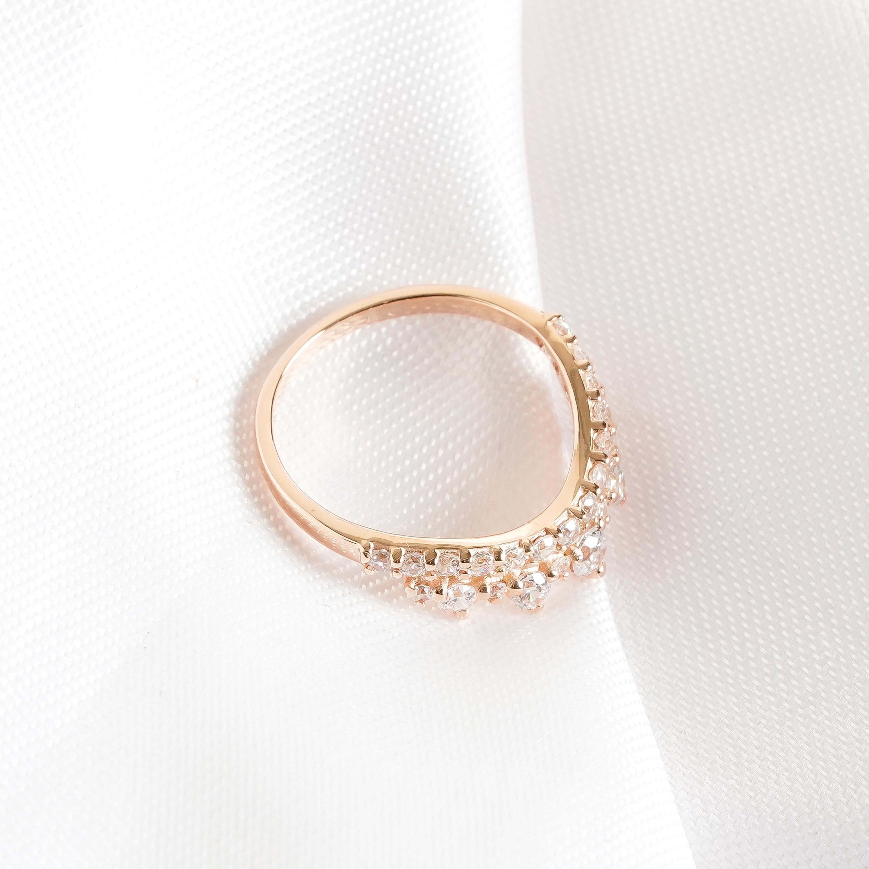 Crown Wedding Band Ring Moissanite Stacking Band For Women 925 Sterling Silver Bridal Anniversary Gift Minimalist Curved V Crown Dainty Band