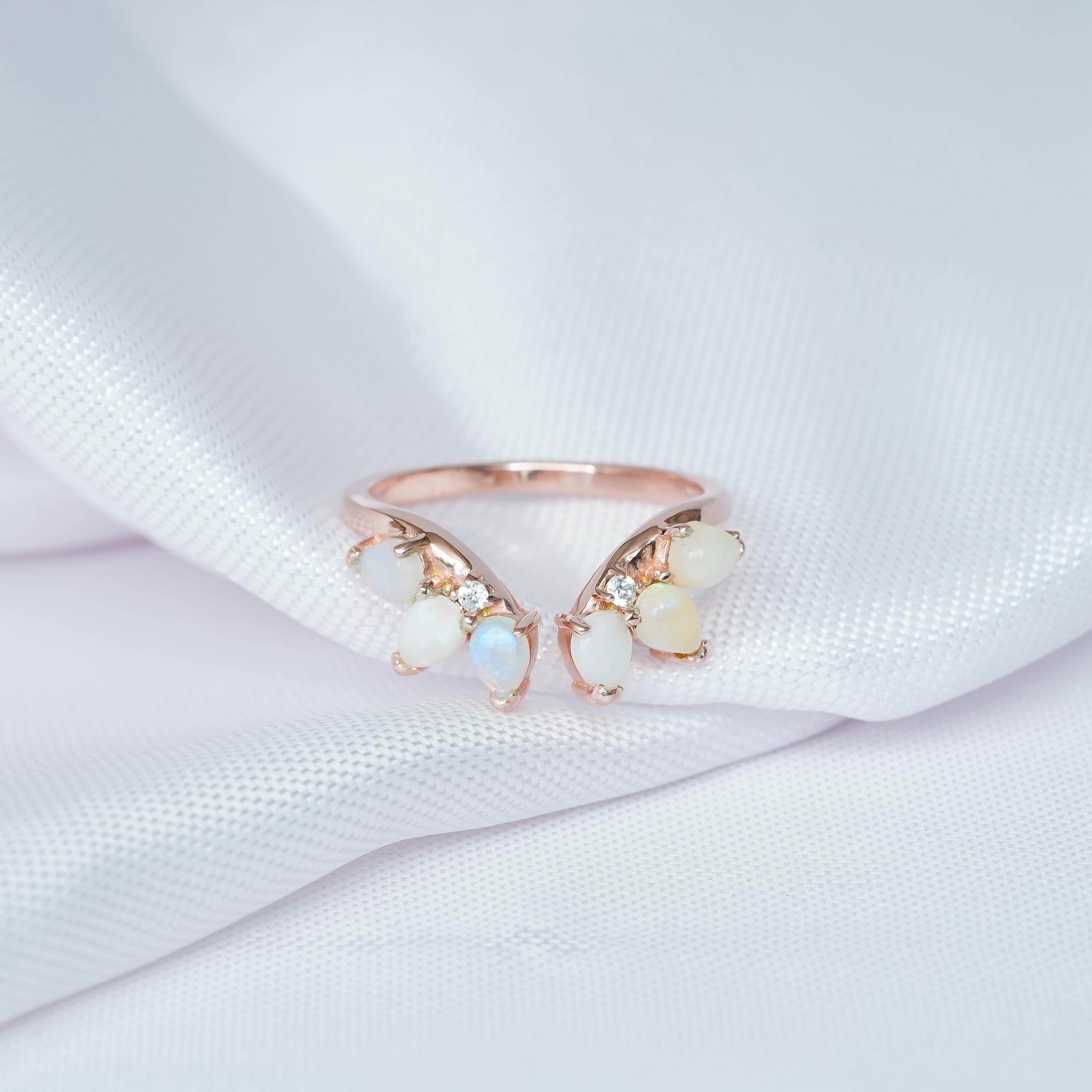 Pear Opal Wedding Band For Women 925 Sterling Silver Curved Teardrop Stackable V Shape Fire Opal Bridal Matching Anniversary Dainty Band