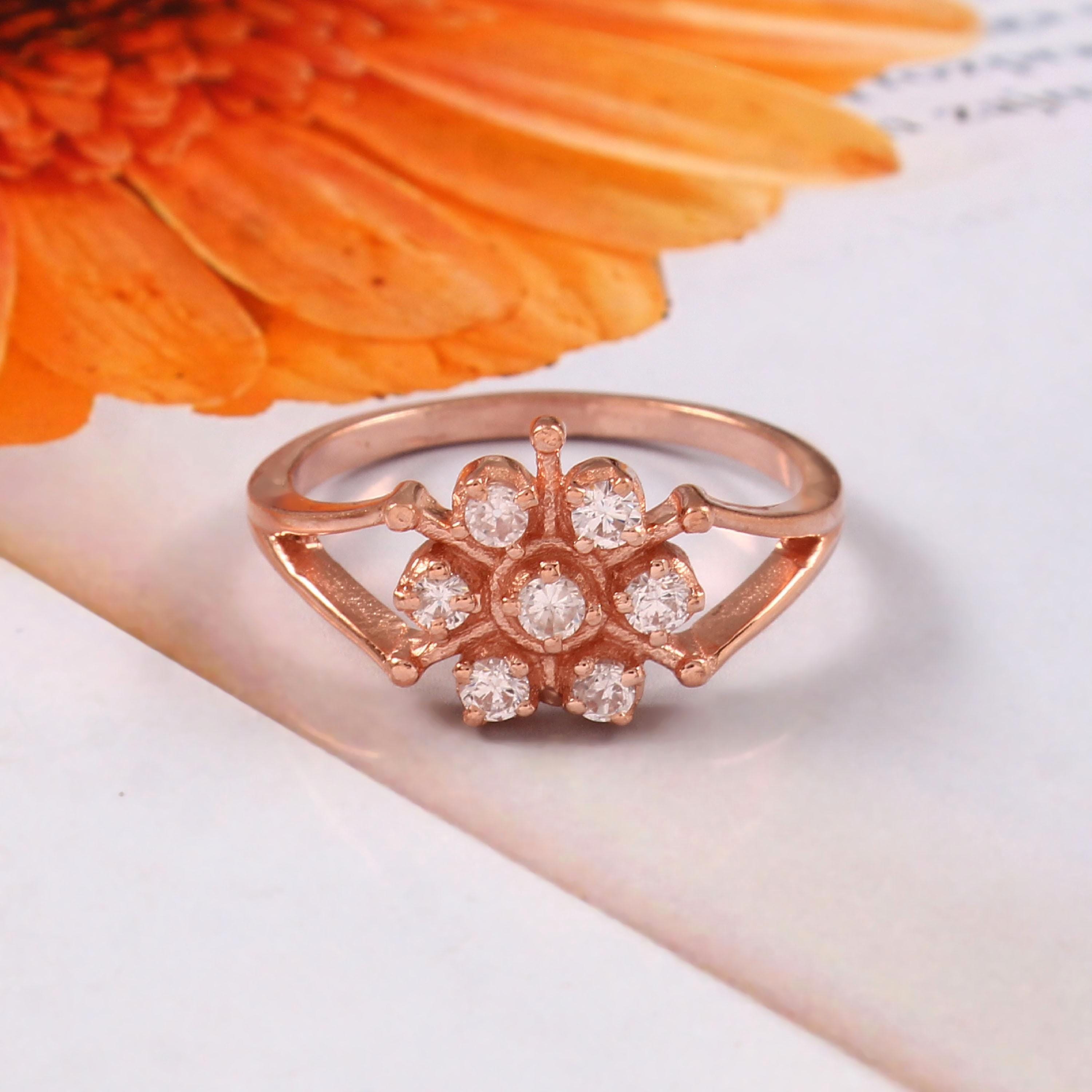 Flower Shape Ring For Women 925 Sterling Silver Moissanites Pave Set Proposal Minimalist Bridal Engagement Wedding Unique Anniversary Gift