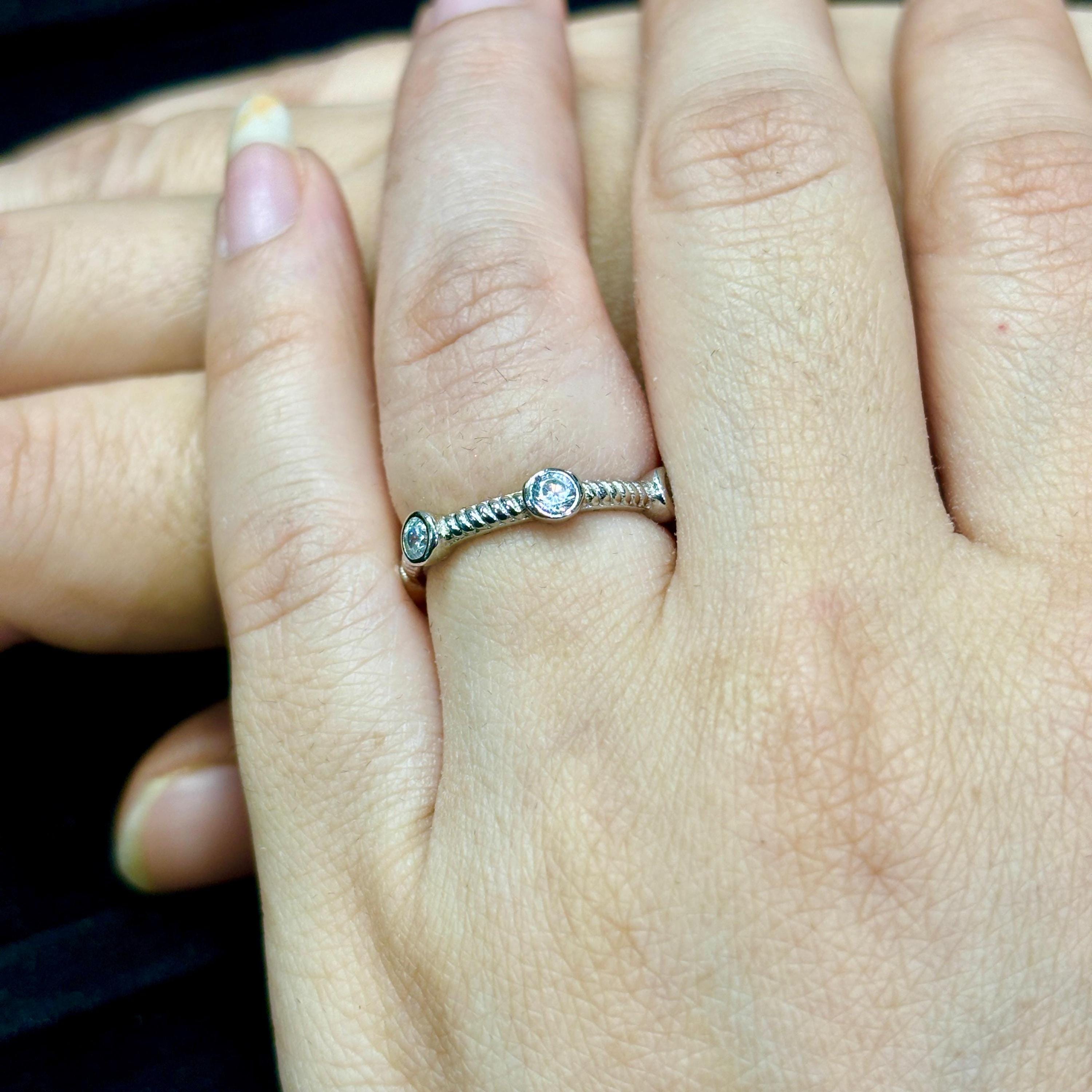 Moissanite Wedding Band Bezel Set Art Deco Eternity Band Bubble Stacking Dainty Silver Proposal Ring Anniversary Gift Promise Ring For Her