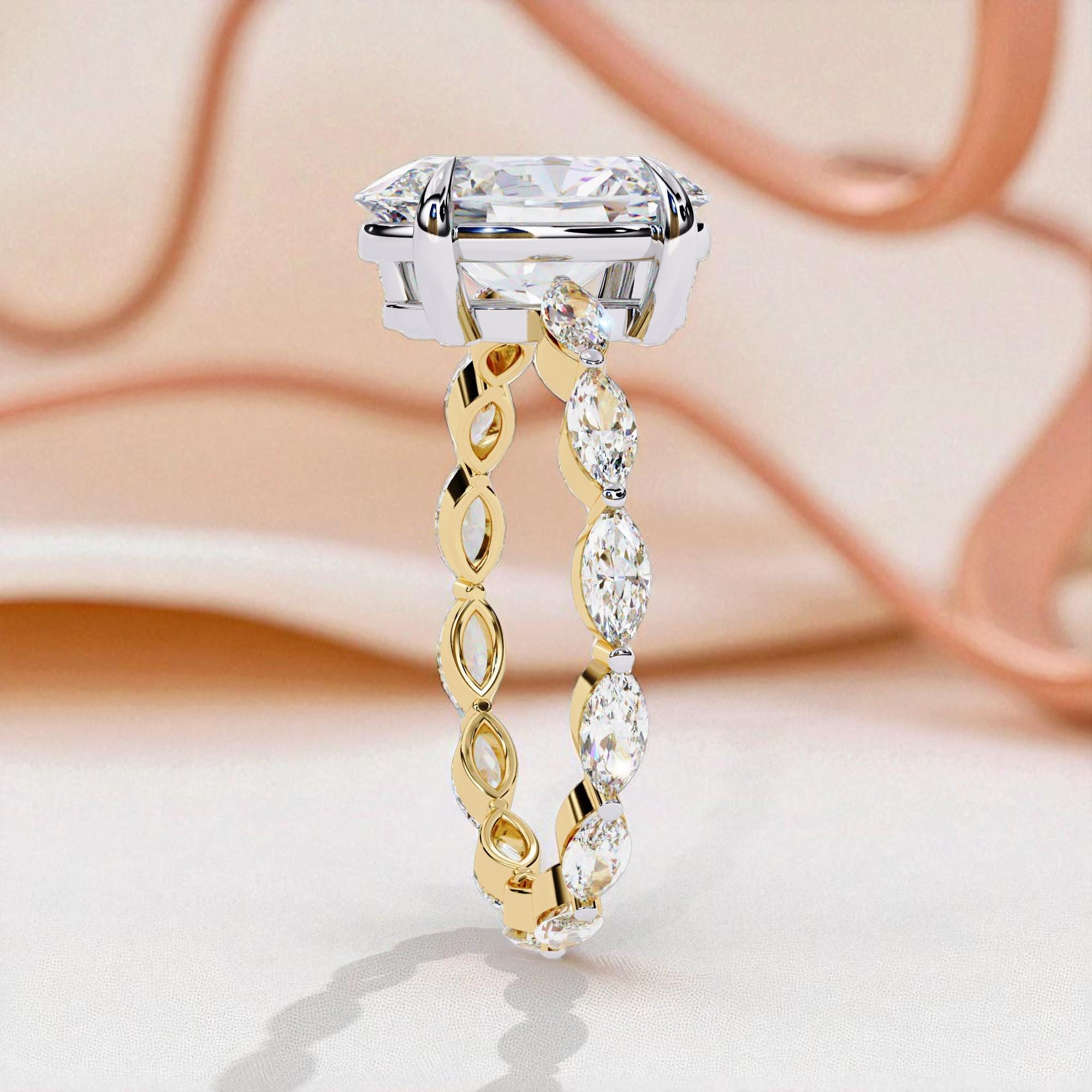 Oval Cut Moissanite Ring Unique Trendy Eternity Marquise 3ct Square Shape Moissanite Multi Shape Prong Set Engagement Ring For Women