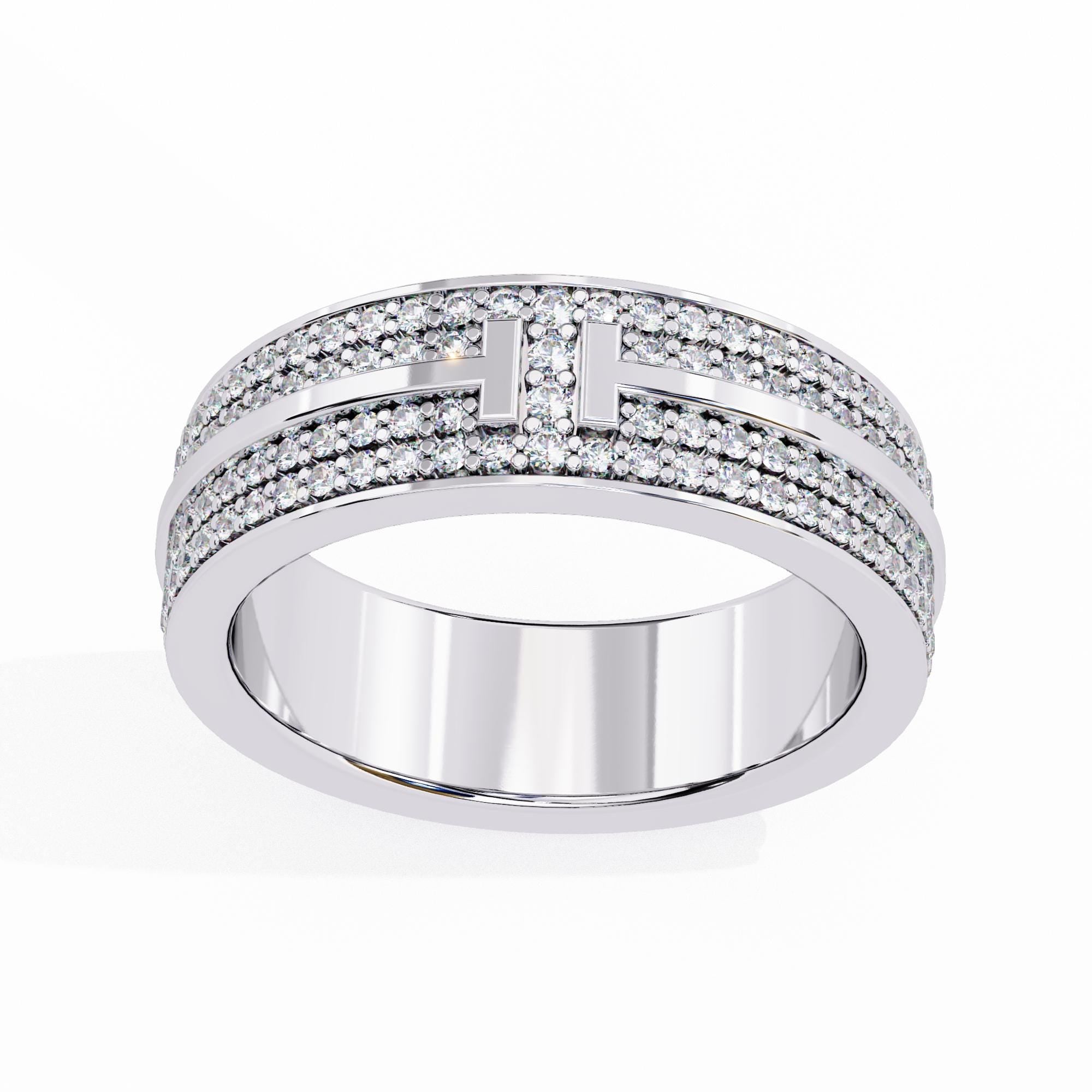 Moissanite Full Eternity Band Micro Pave Set 925 Silver Stacking Multi Row Proposal Anniversary Gift Bridal Matching Wedding Band For Women