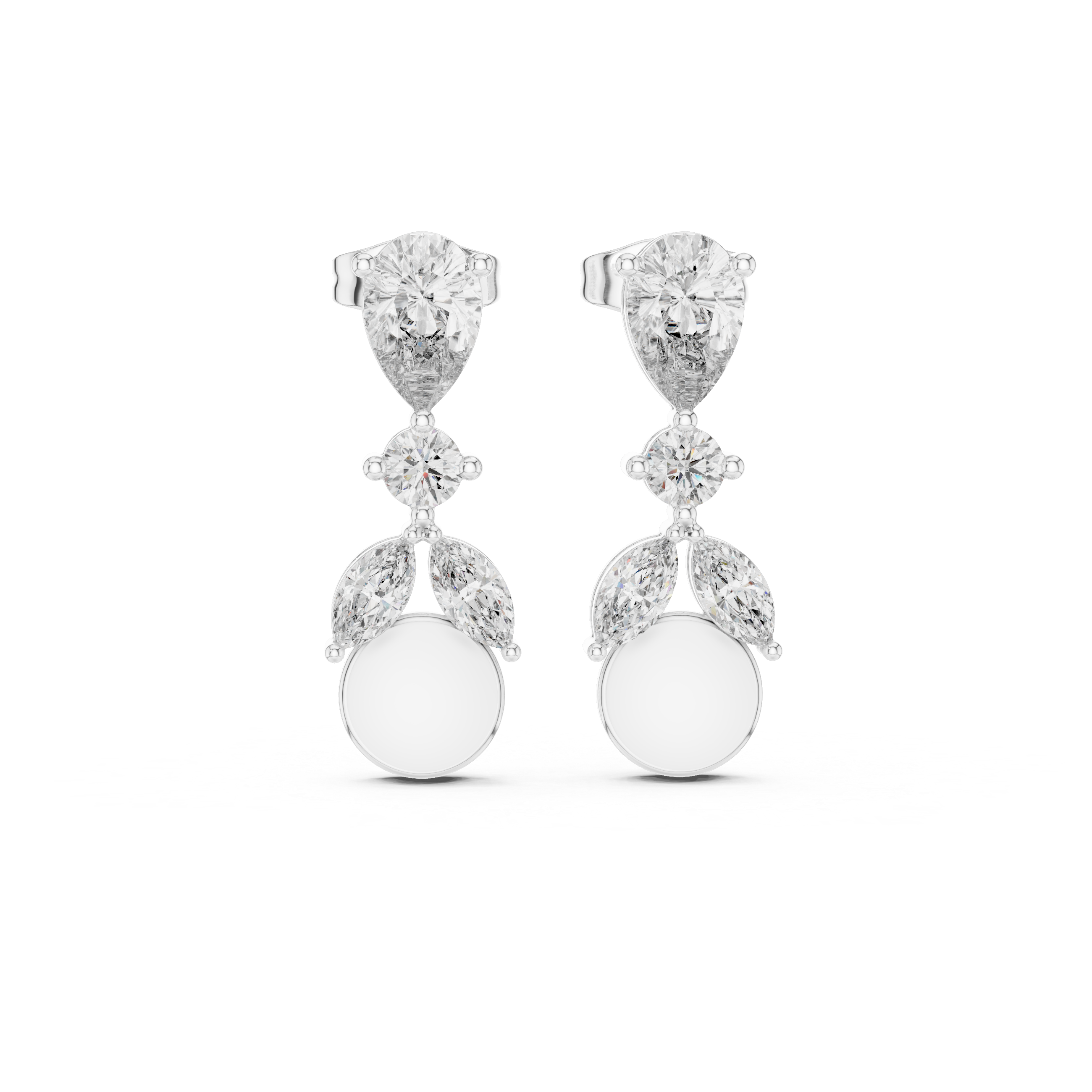 Marquise Cut Moissanite Drop Earrings, 925 Sterling Silver, Art Deco Statement