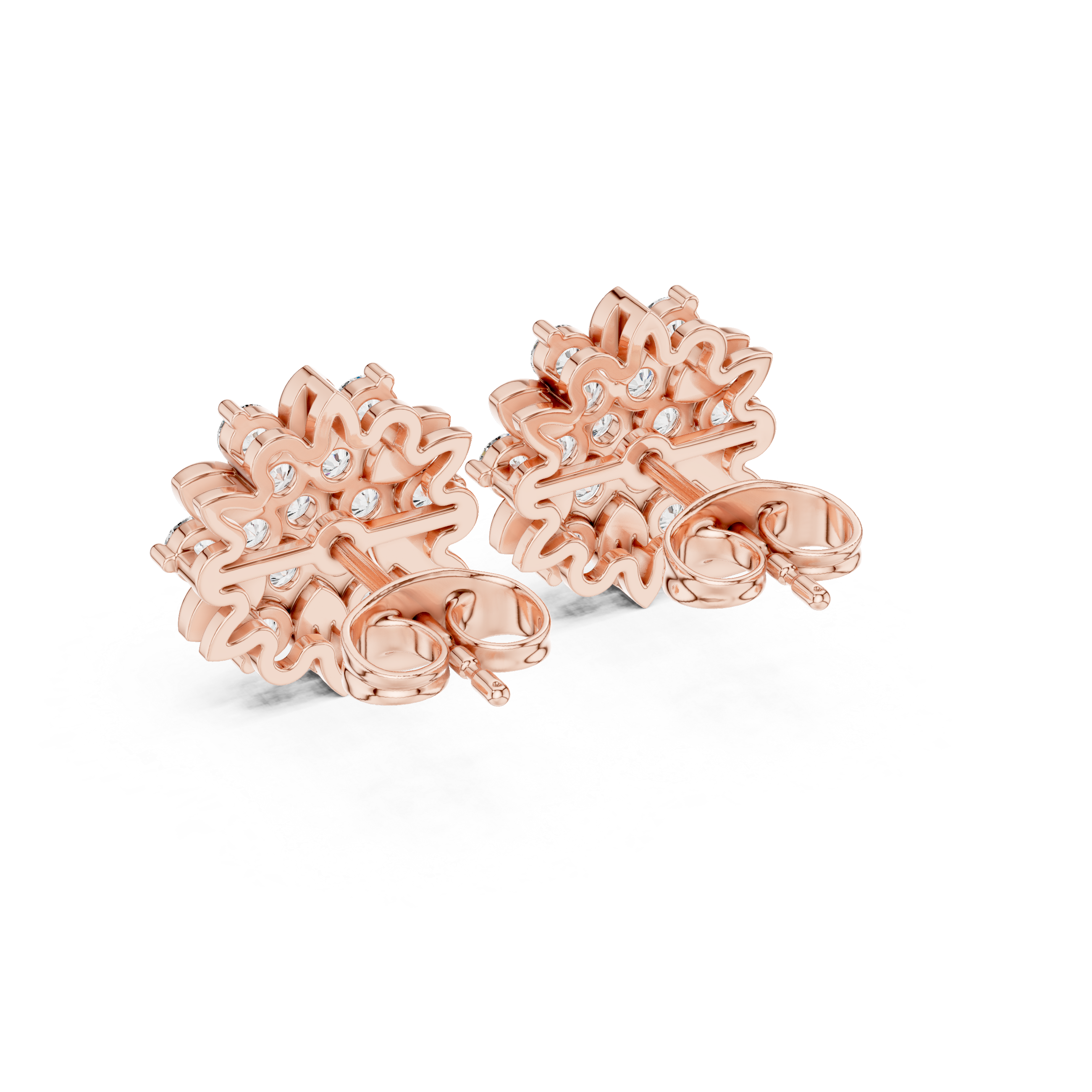 Floral Moissanite Stud Earrings, 925 Sterling Silver Flower Sparkle, Elegant Small Cluster