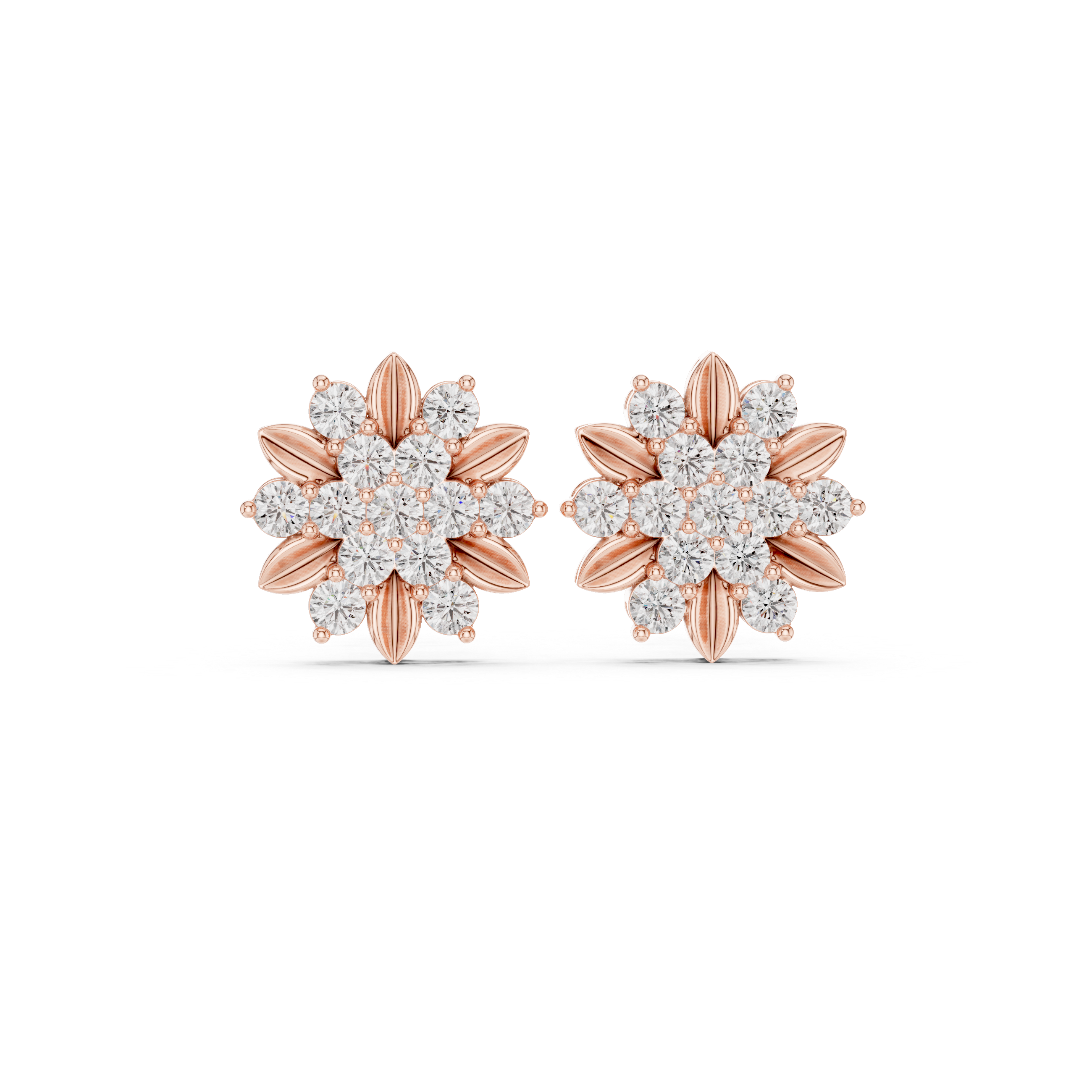Floral Moissanite Stud Earrings, 925 Sterling Silver Flower Sparkle, Elegant Small Cluster