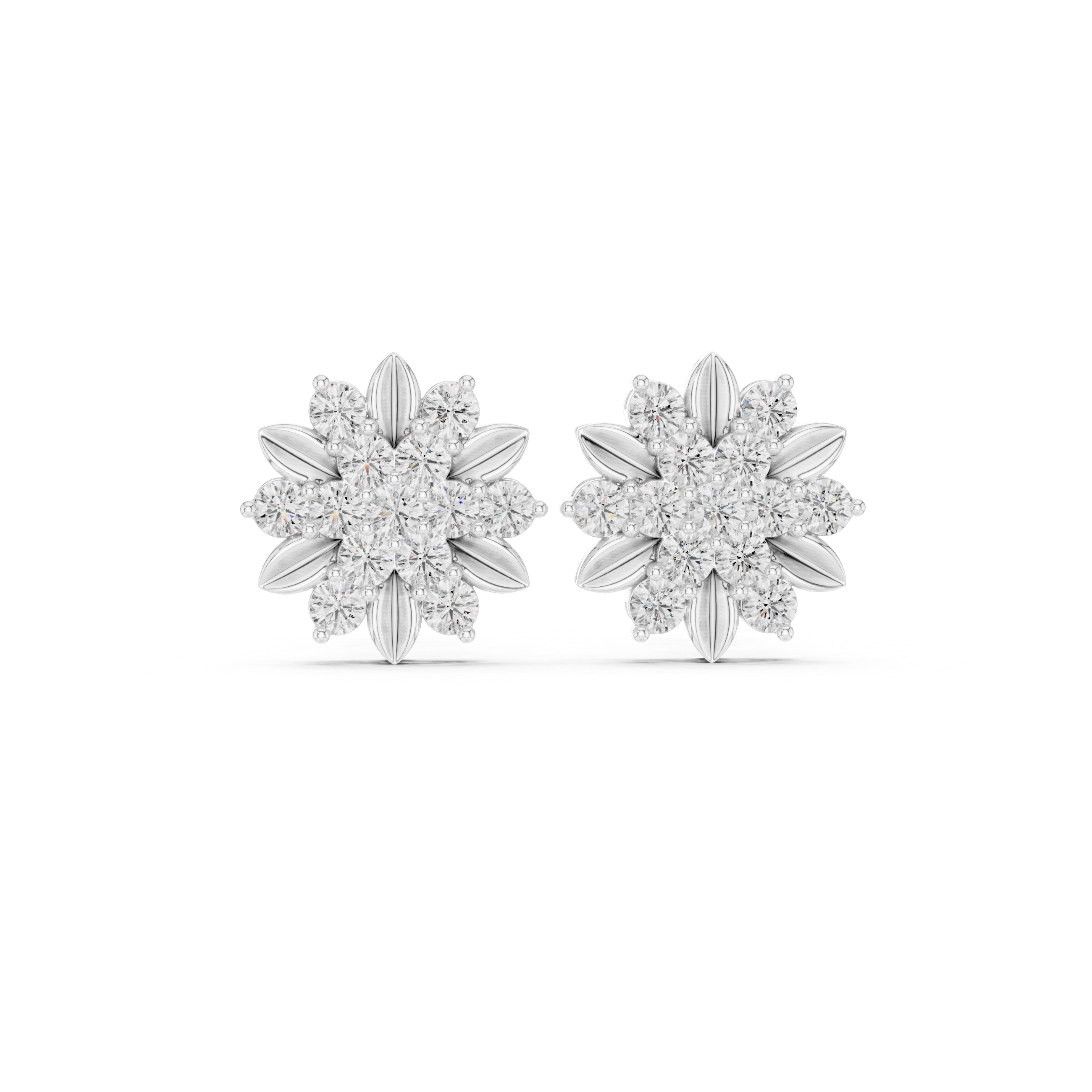 Floral Moissanite Stud Earrings, 925 Sterling Silver Flower Sparkle, Elegant Small Cluster