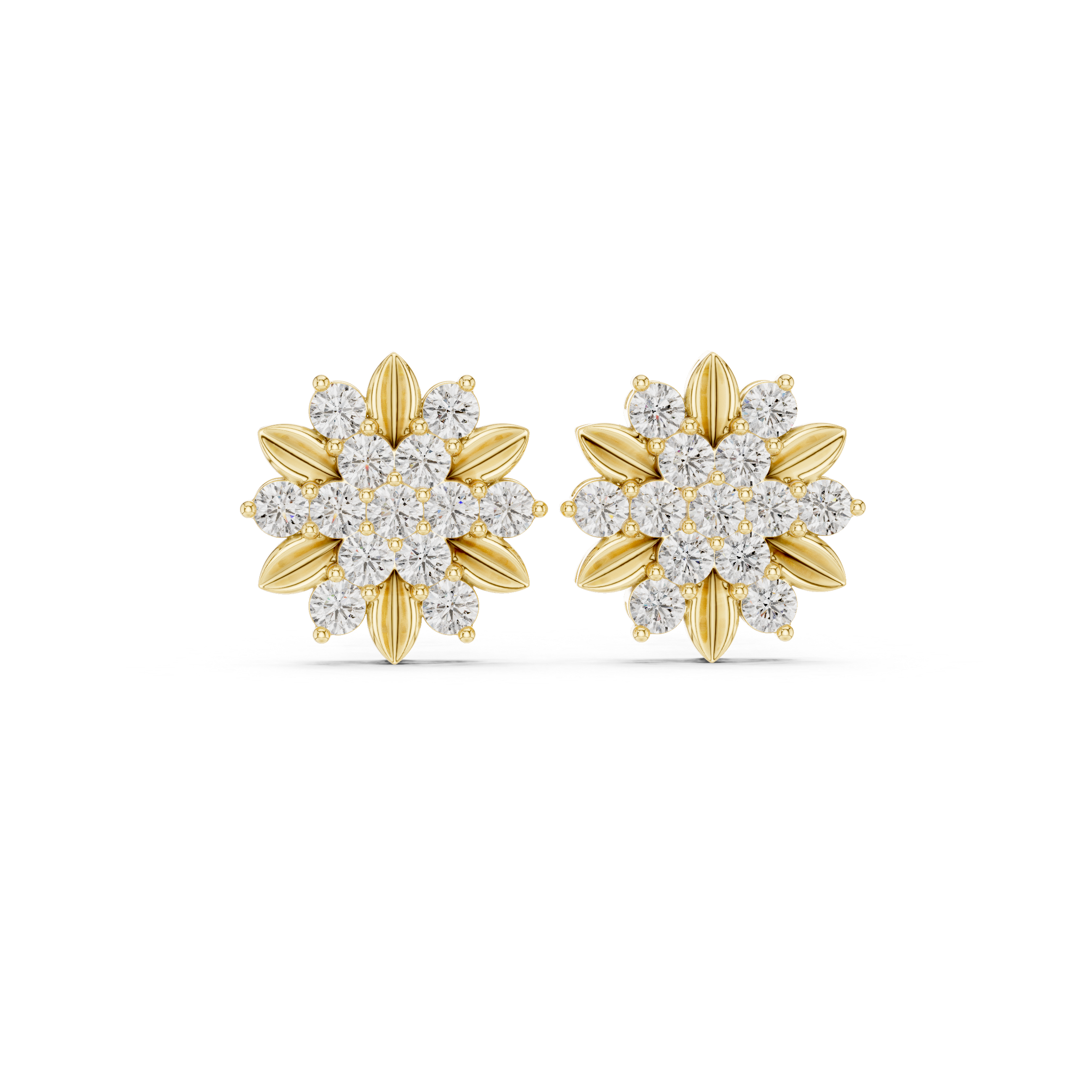 Floral Moissanite Stud Earrings, 925 Sterling Silver Flower Sparkle, Elegant Small Cluster