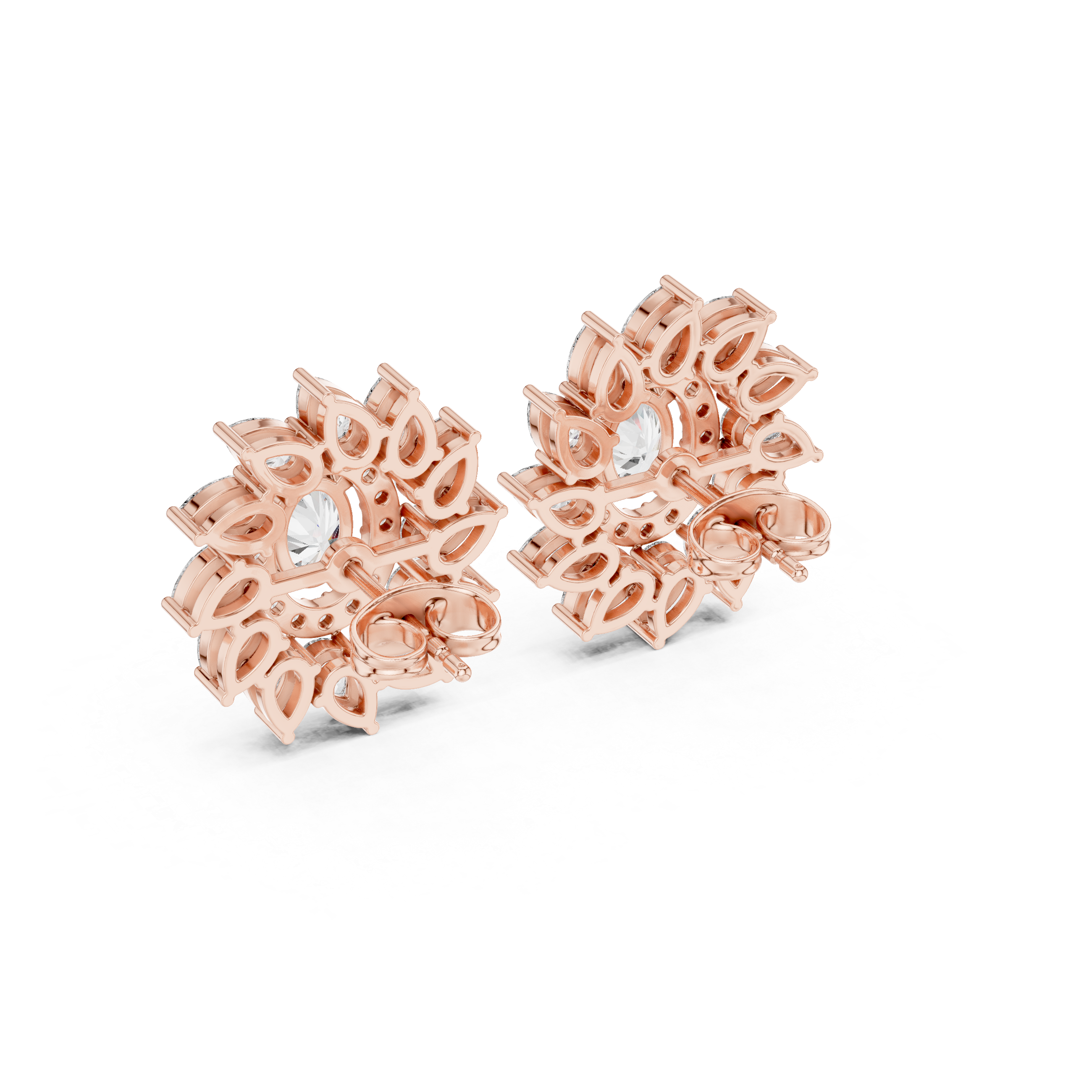Sunflower Moissanite Earrings, Sterling Silver Starburst Art Deco Statement Bridal Jewelry