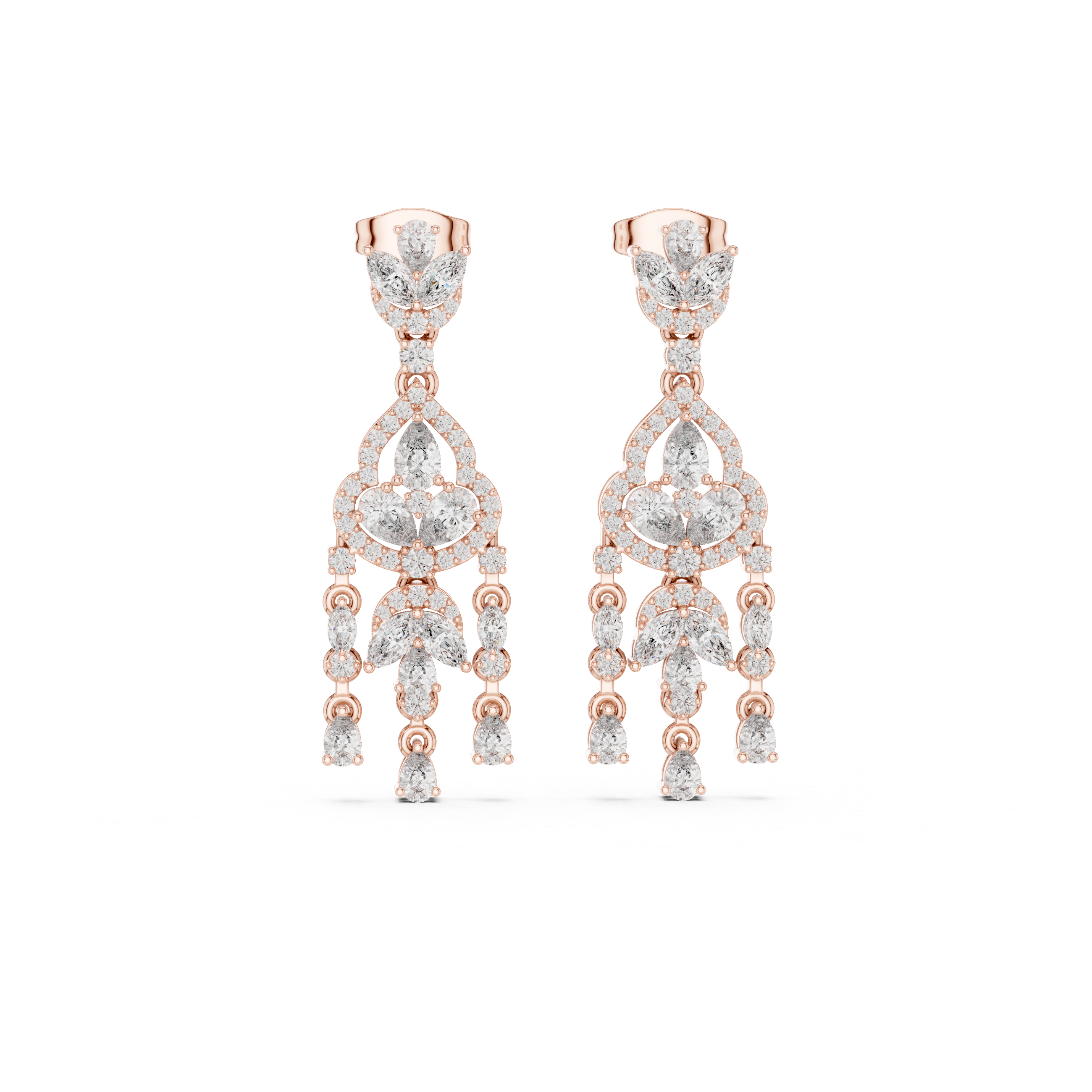 Chandelier Moissanite Earrings, Sterling Silver Dangle, Marquise Pear Cut Bridal Statement