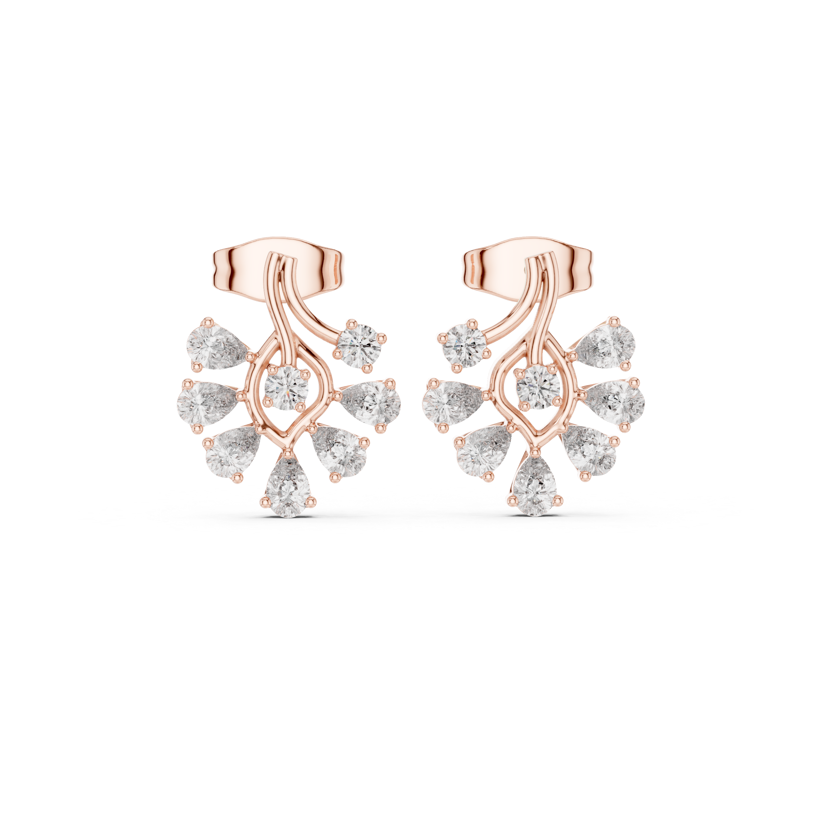 Pear Cut Moissanite Earrings, 925 Sterling Silver Ear Jackets, Modern Bridal Fan Shape