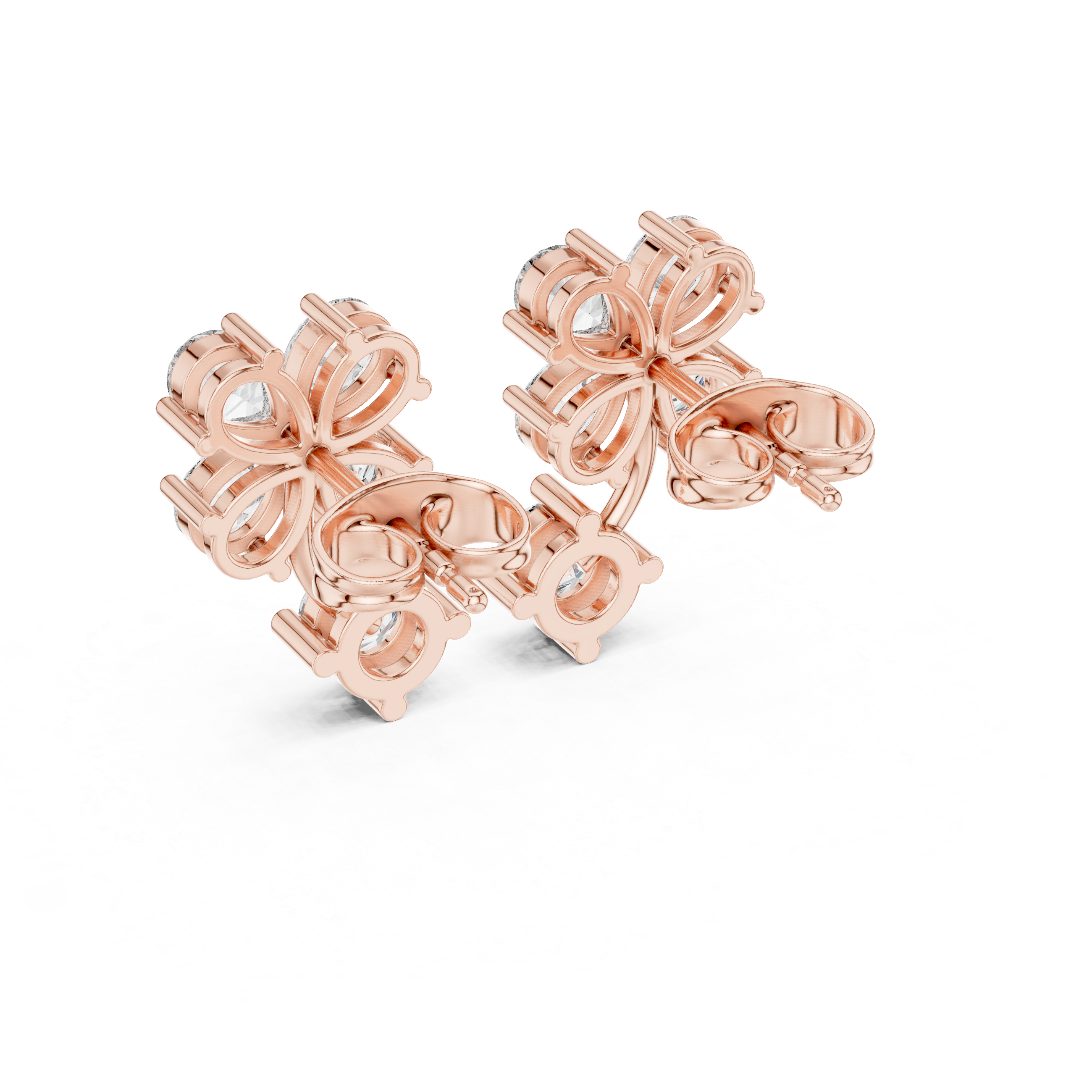 Moissanite Flower Ear Jackets, 925 Sterling Silver, Round Brilliant Dangle Earrings