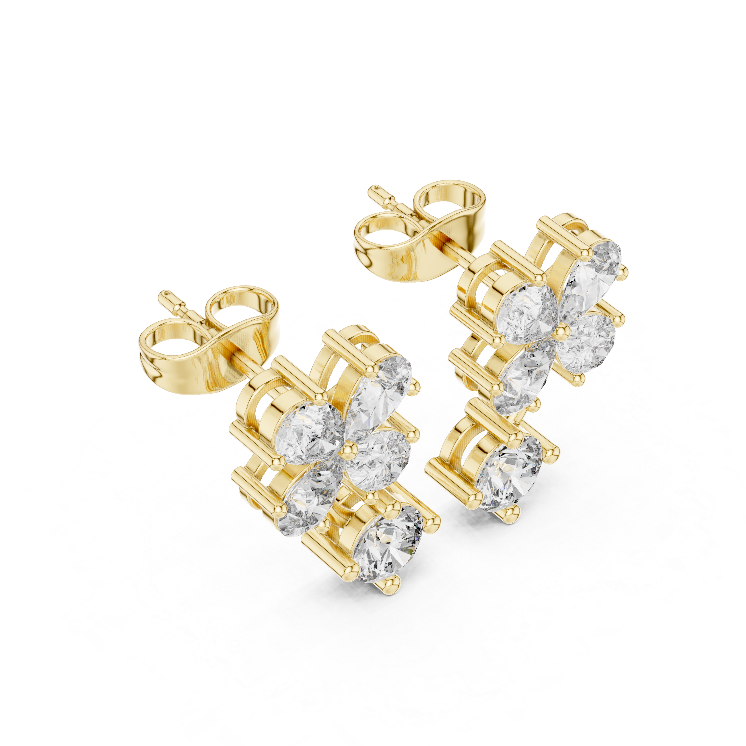 Moissanite Flower Ear Jackets, 925 Sterling Silver, Round Brilliant Dangle Earrings