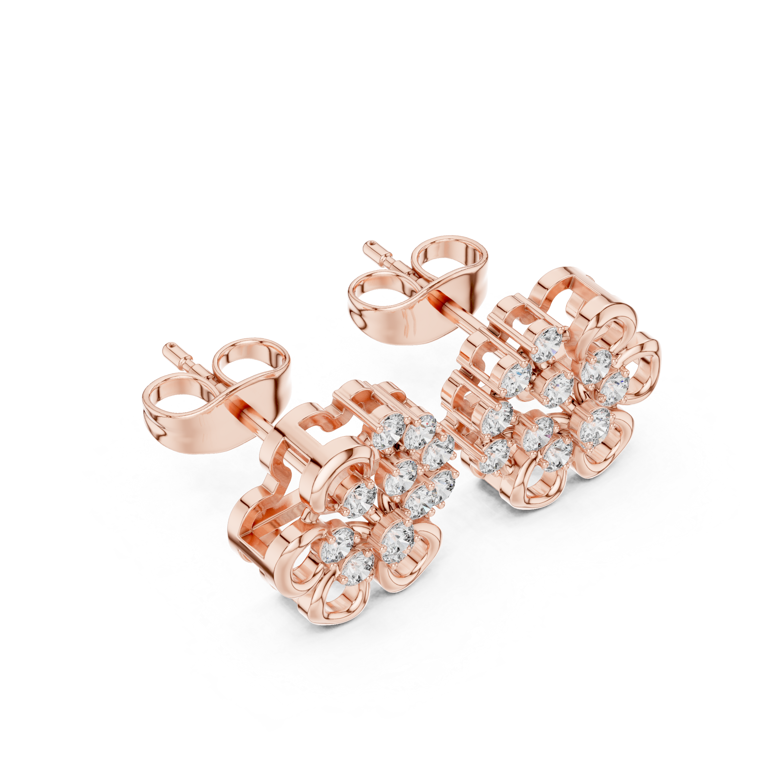 Moissanite Floral Cluster Stud Earrings, 925 Sterling Silver Bridal Jewelry