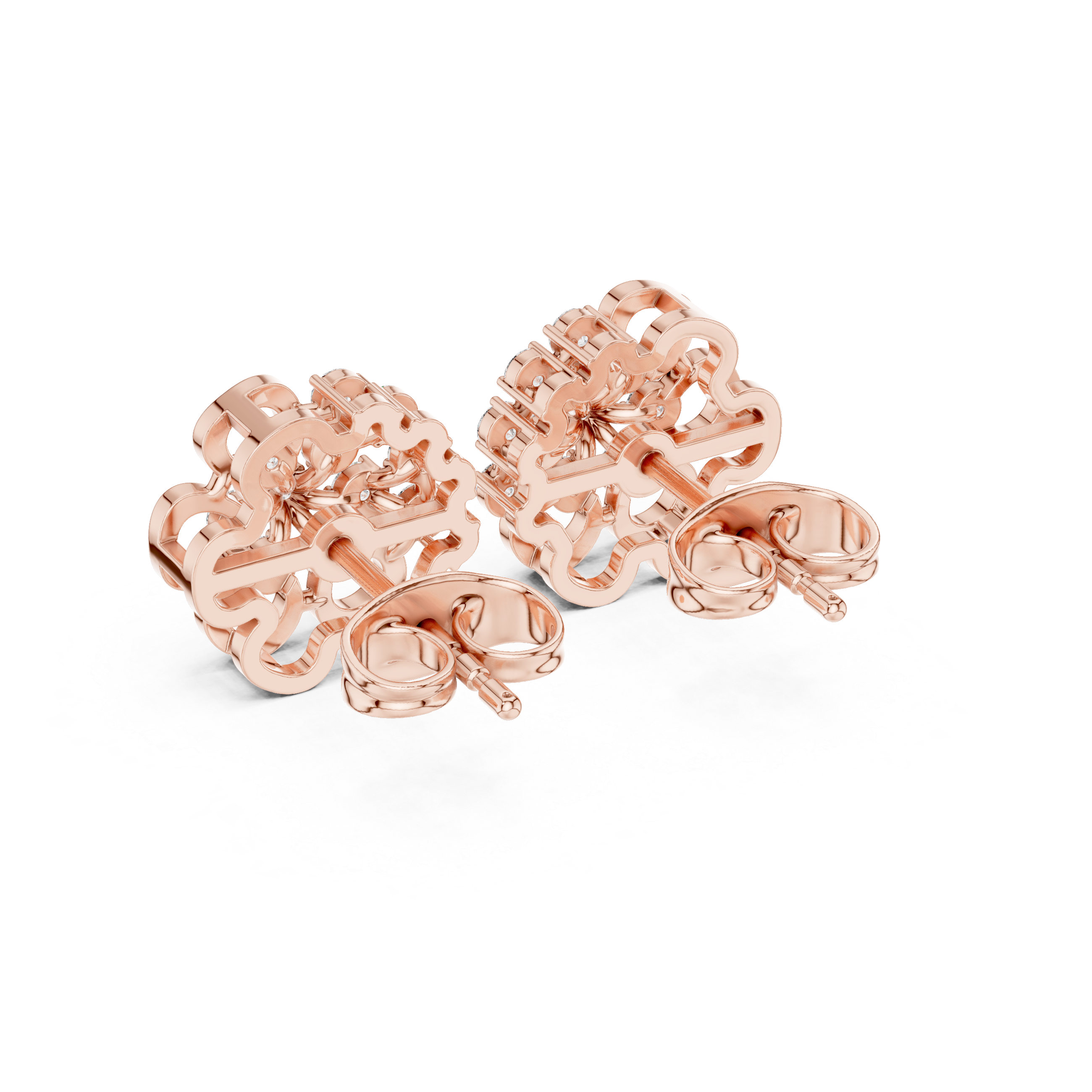 Moissanite Floral Cluster Stud Earrings, 925 Sterling Silver Bridal Jewelry