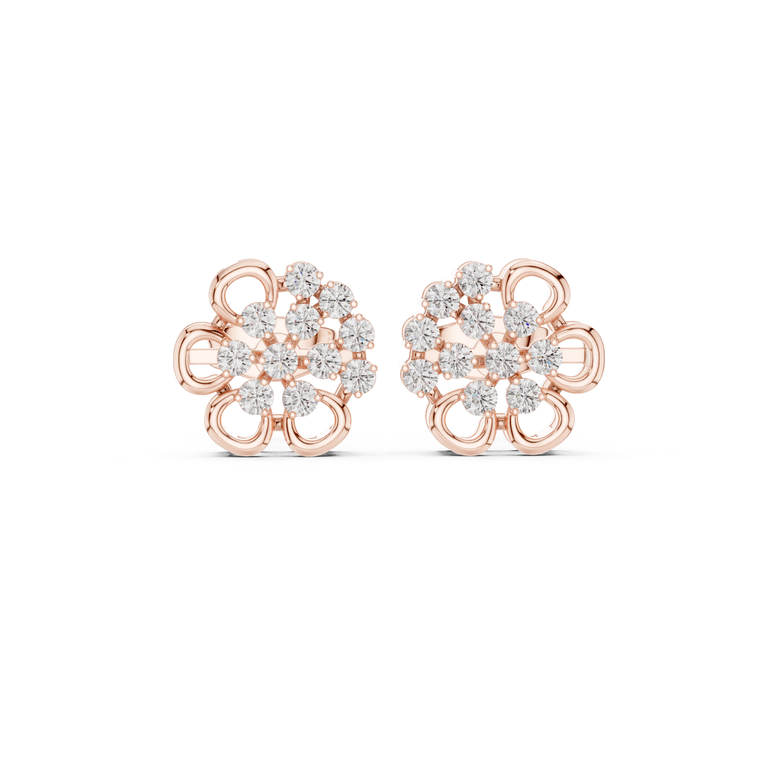 Moissanite Floral Cluster Stud Earrings, 925 Sterling Silver Bridal Jewelry