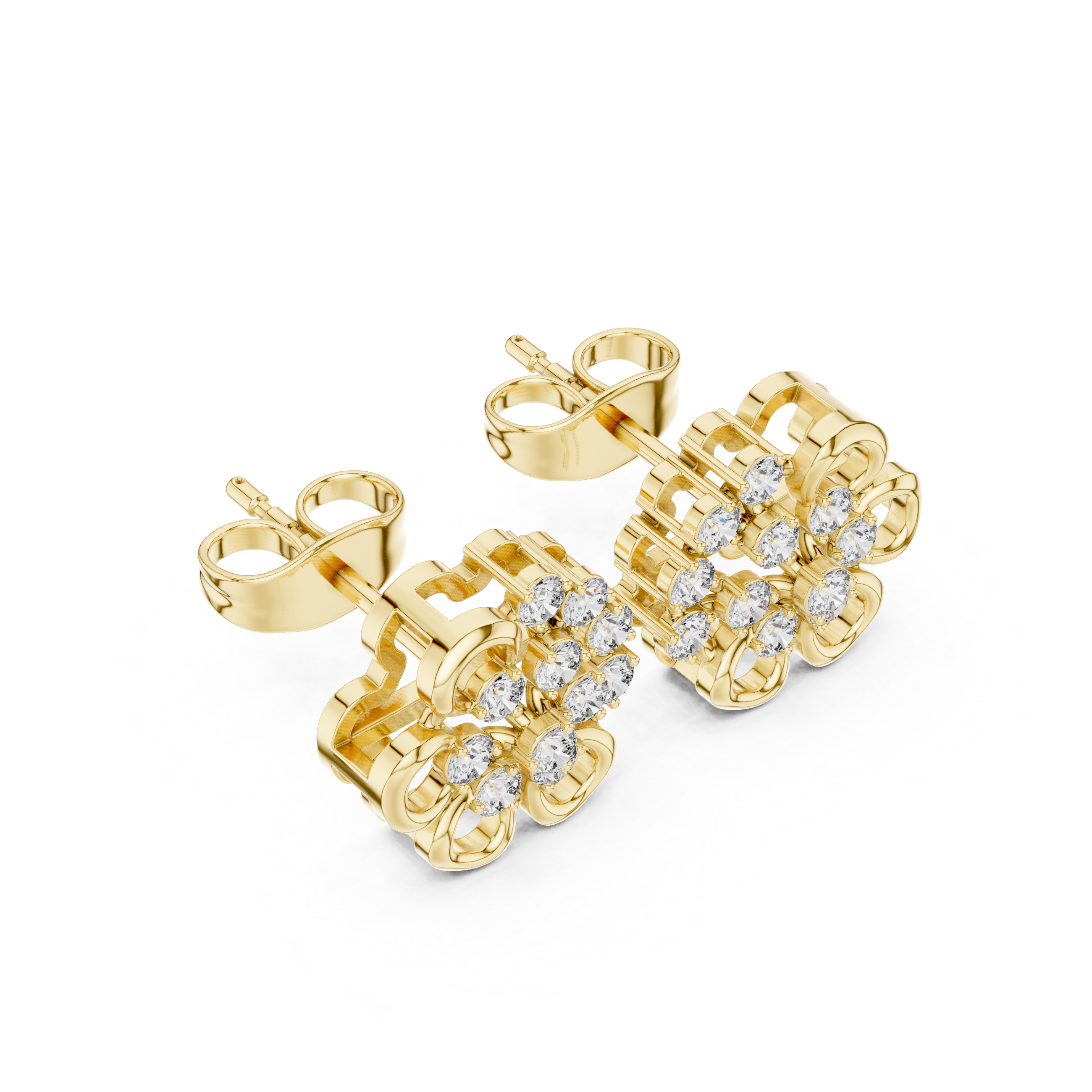 Moissanite Floral Cluster Stud Earrings, 925 Sterling Silver Bridal Jewelry