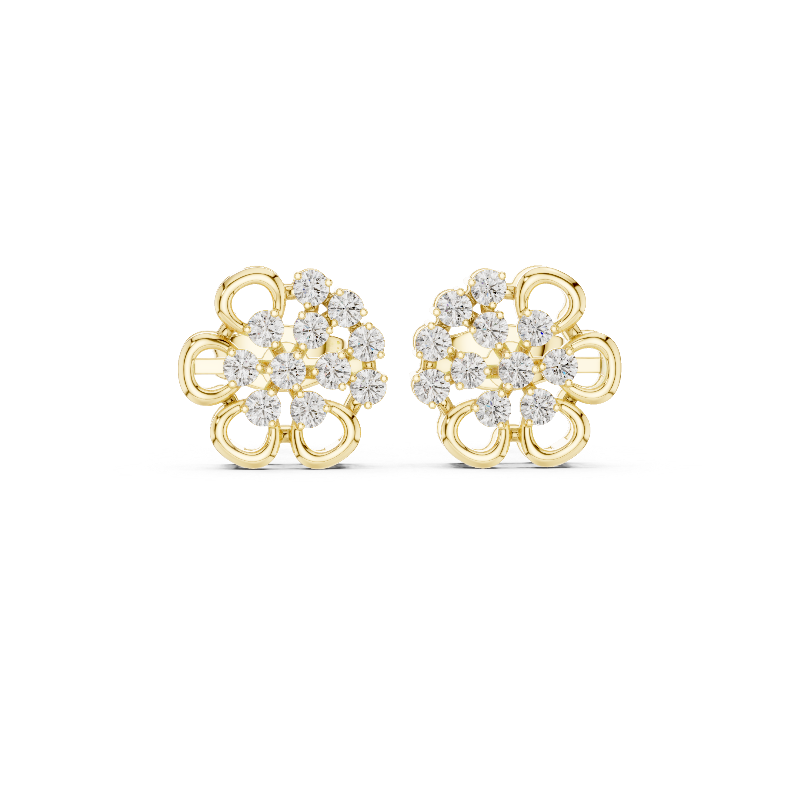Moissanite Floral Cluster Stud Earrings, 925 Sterling Silver Bridal Jewelry