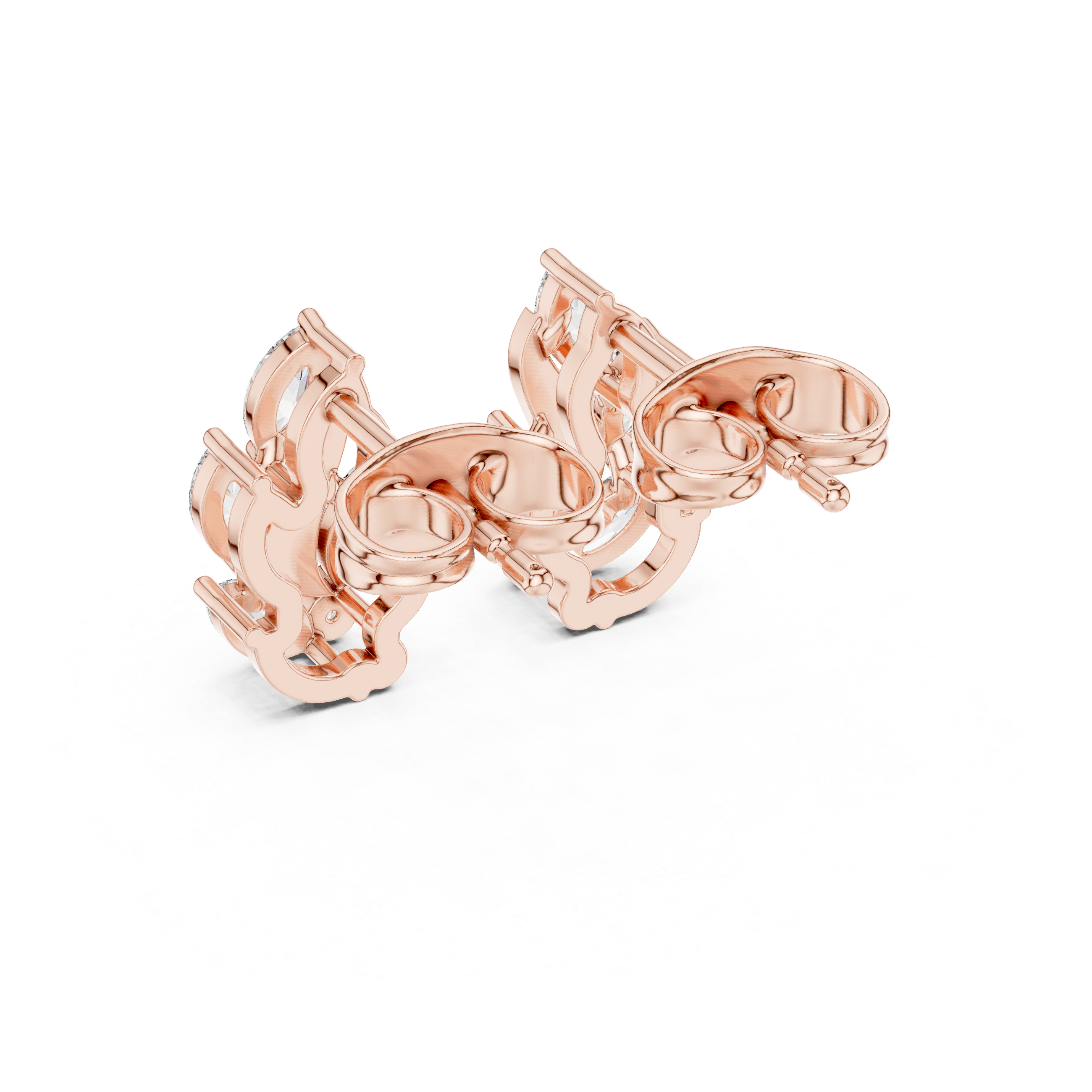 Curved Moissanite Vine Crawler Earrings, 925 Sterling Silver Leaf Studs