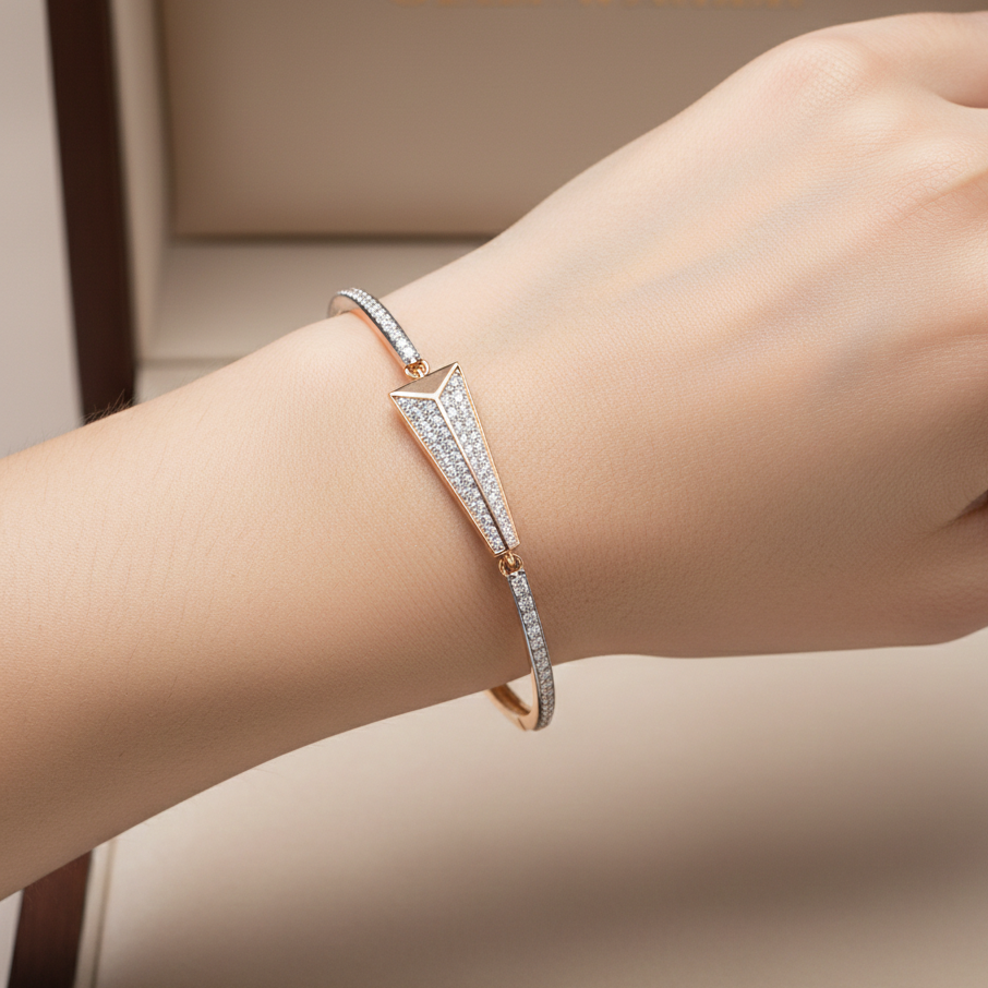 Handmade Moissanite Bangle Bracelet, 925 Sterling Silver Cuff