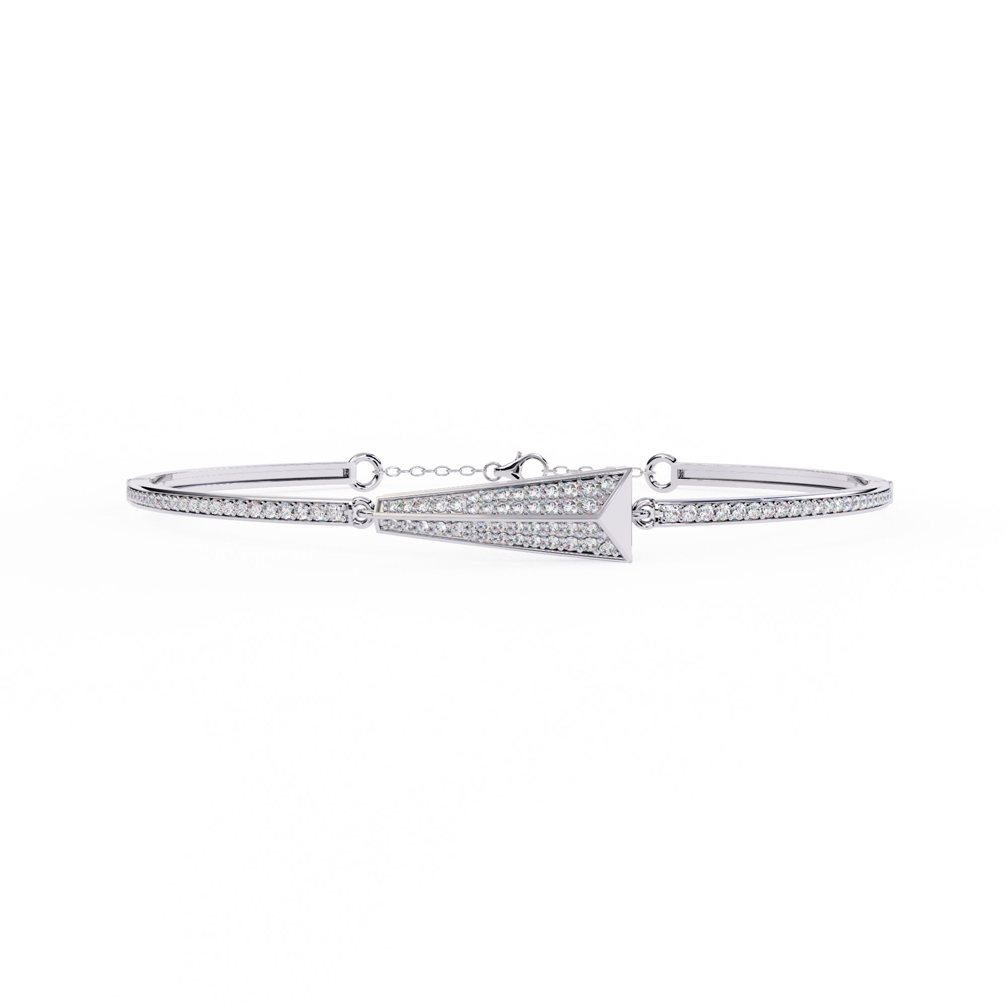 Handmade Moissanite Bangle Bracelet, 925 Sterling Silver Cuff