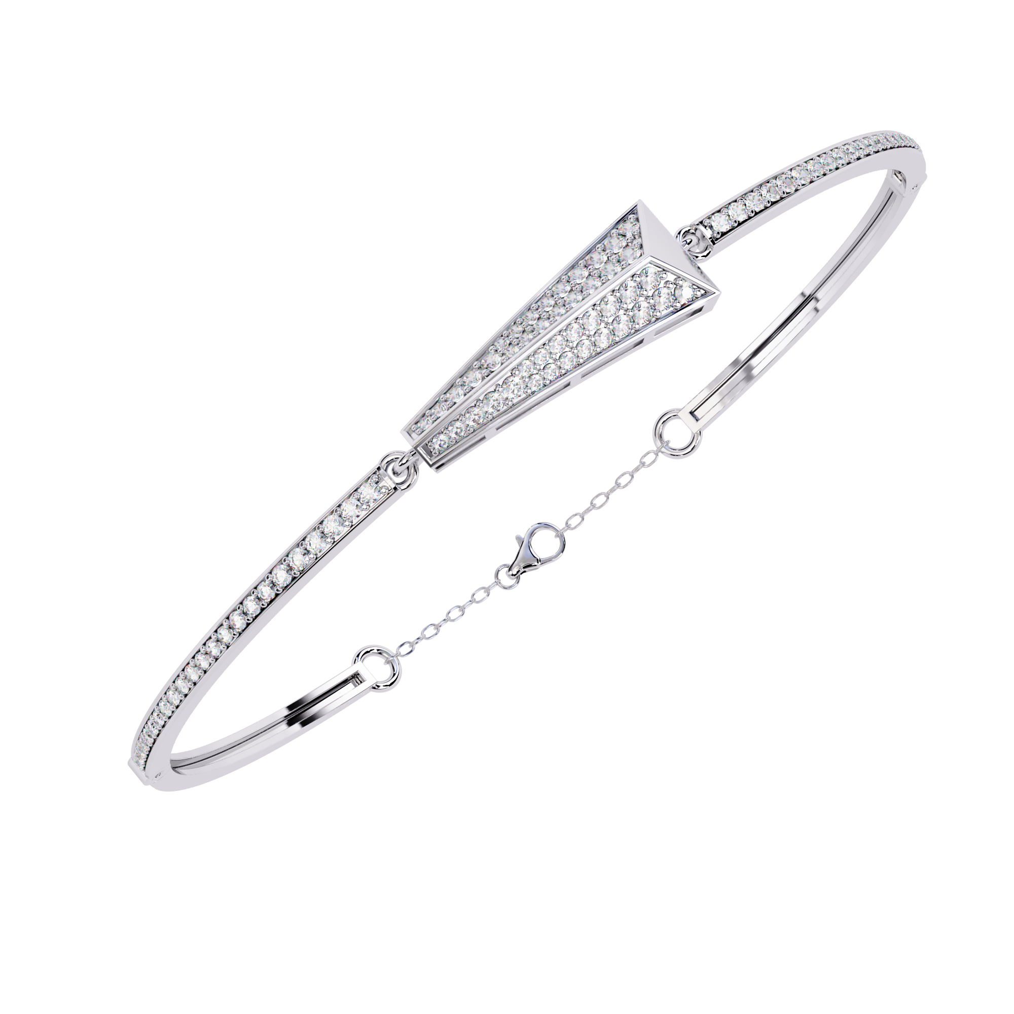 Handmade Moissanite Bangle Bracelet, 925 Sterling Silver Cuff