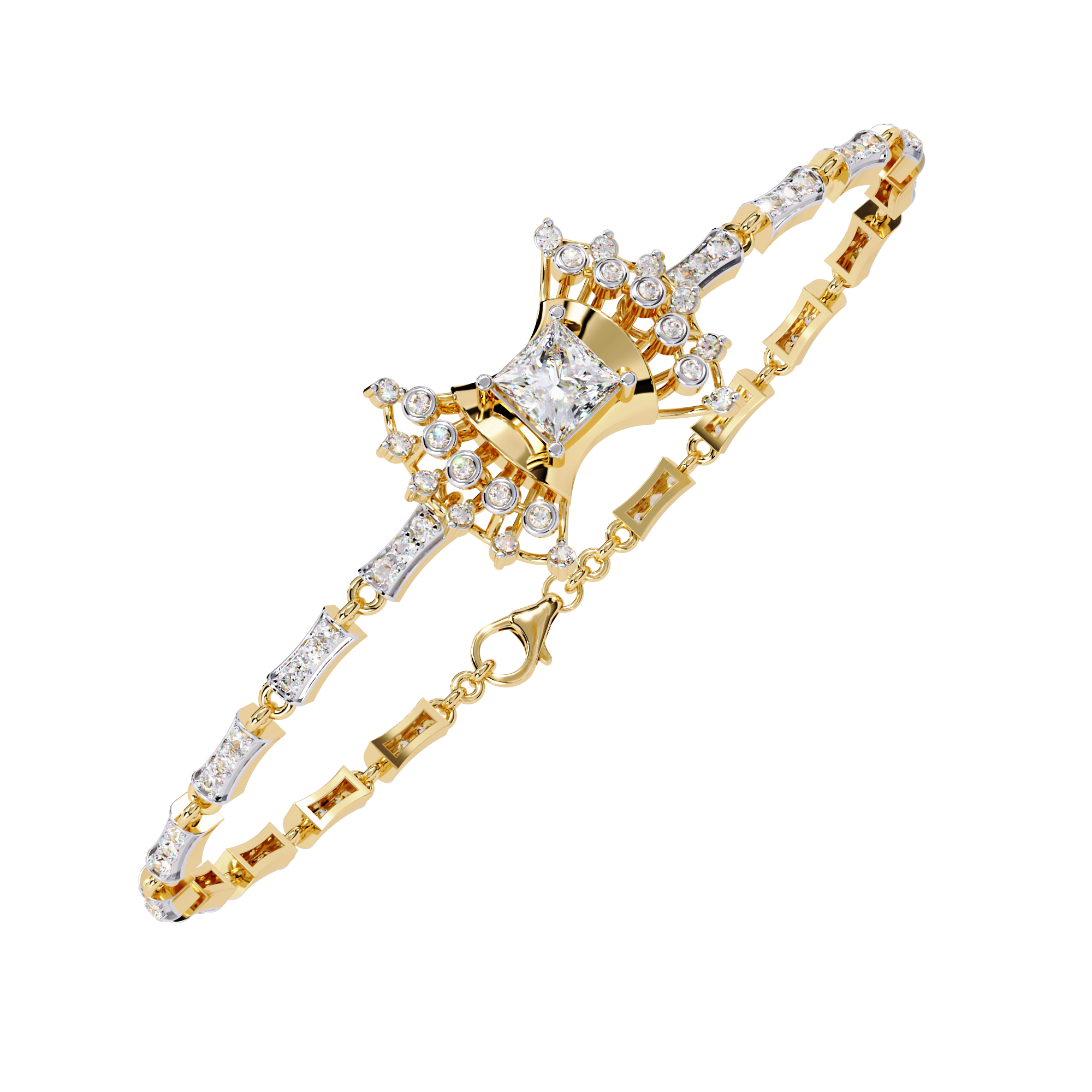 Handmade Moissanite Bangle Bracelet: 925 Sterling Silver Cuff
