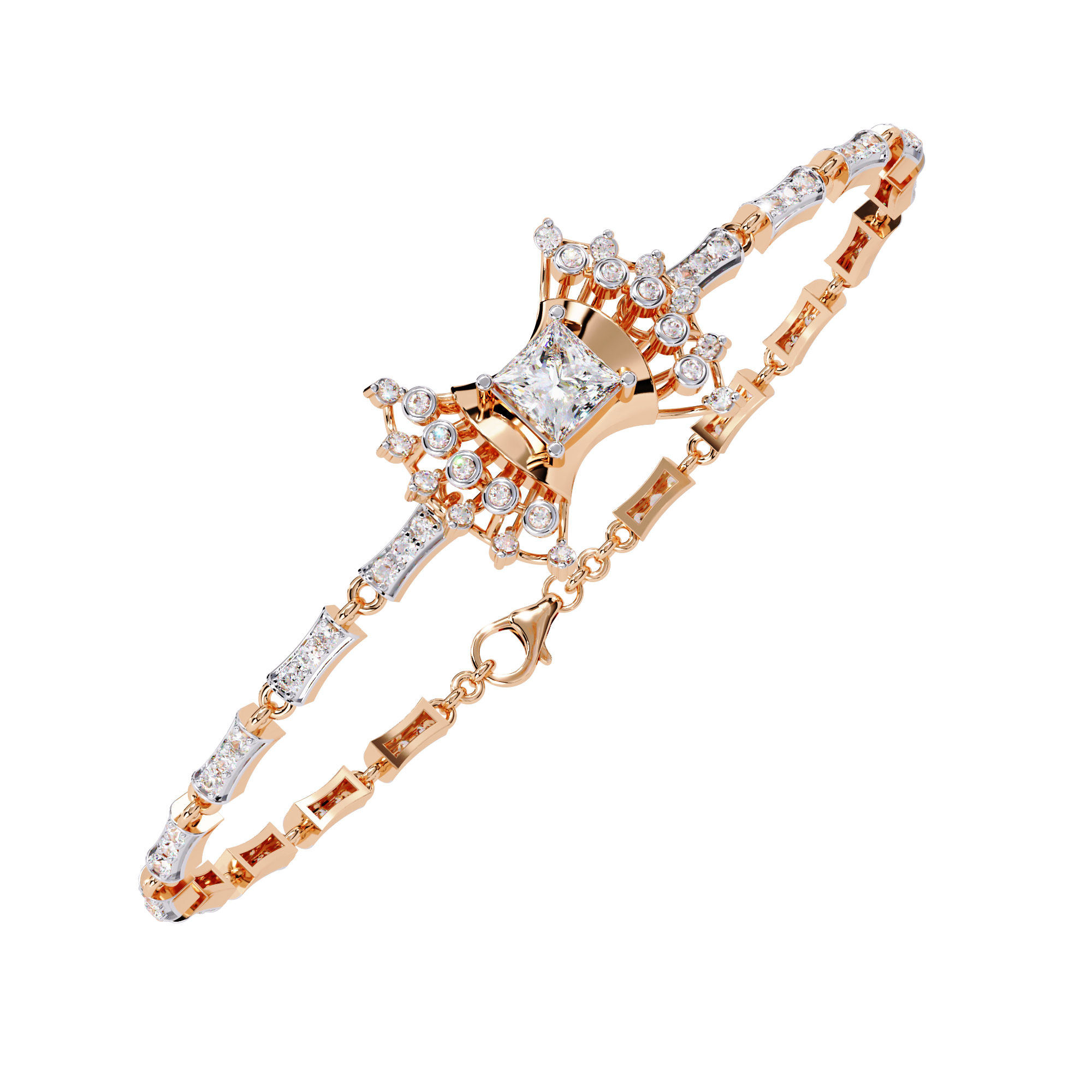 Handmade Moissanite Bangle Bracelet: 925 Sterling Silver Cuff